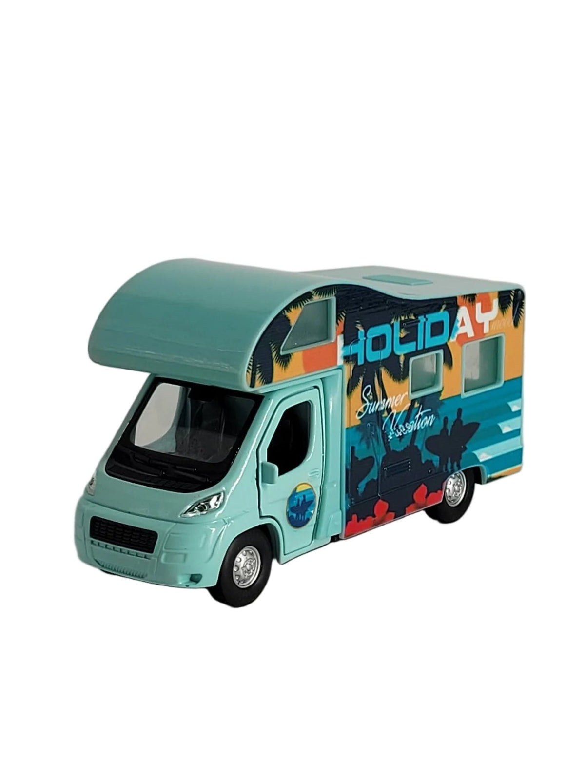 „Welly Modellauto Wohnmobil Holiday Summer Vacation in Weiß und Blau, detailgetreues Miniatur-Reisemobil für Sammler und Dekoration.“