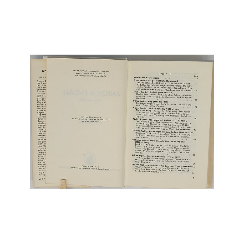 Musik Alec Robertson - Antonin Dvorak - Leben und Werk - Müller Verlag Rüschlikon - 1947