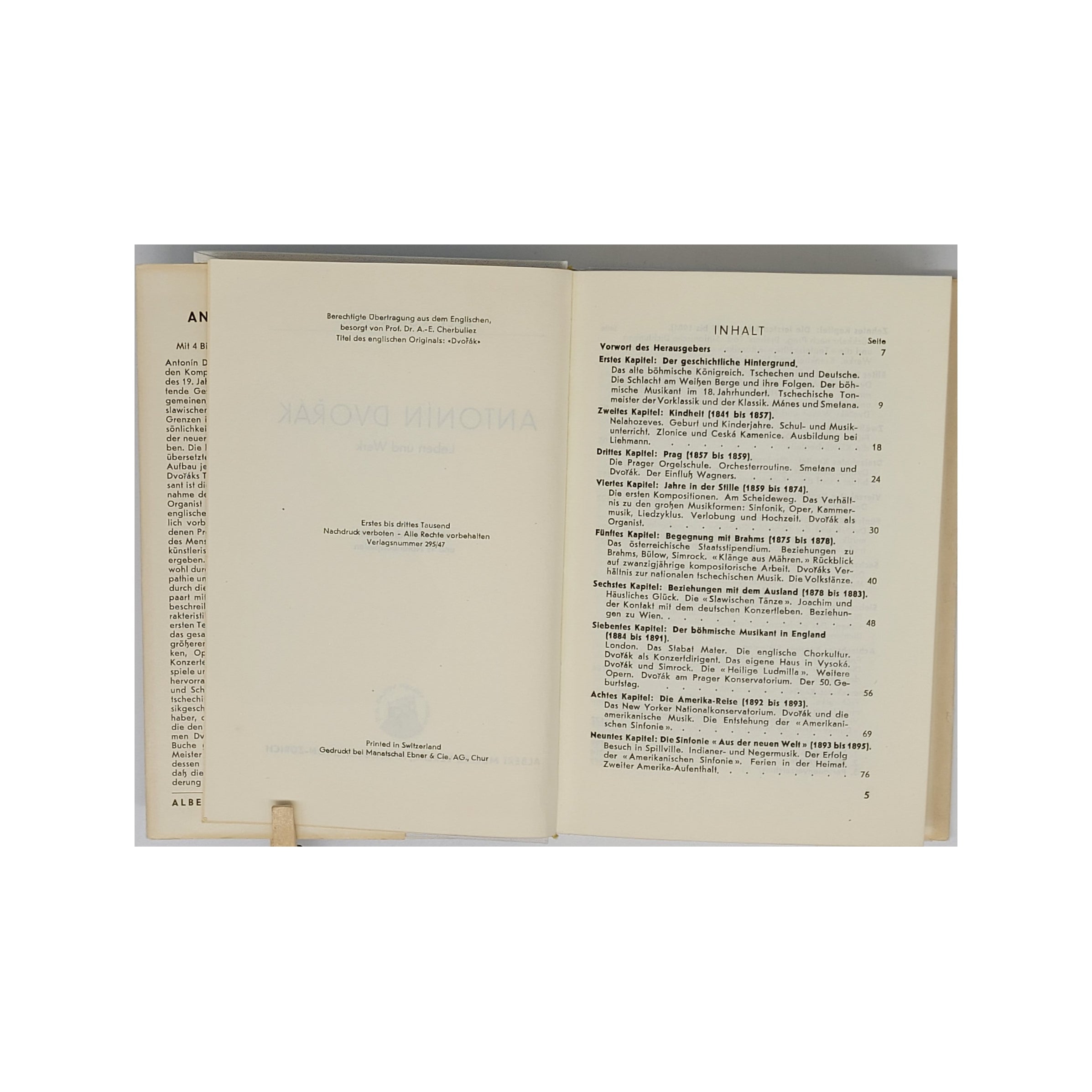 Musik Alec Robertson - Antonin Dvorak - Leben und Werk - Müller Verlag Rüschlikon - 1947