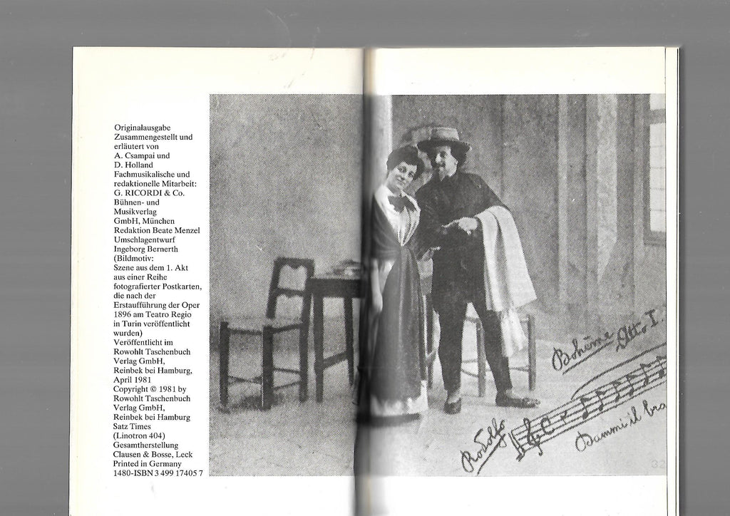 Musik Giacomo Puccini La Boheme Texte Materialien Kommentare rororo Opernbücher 1981