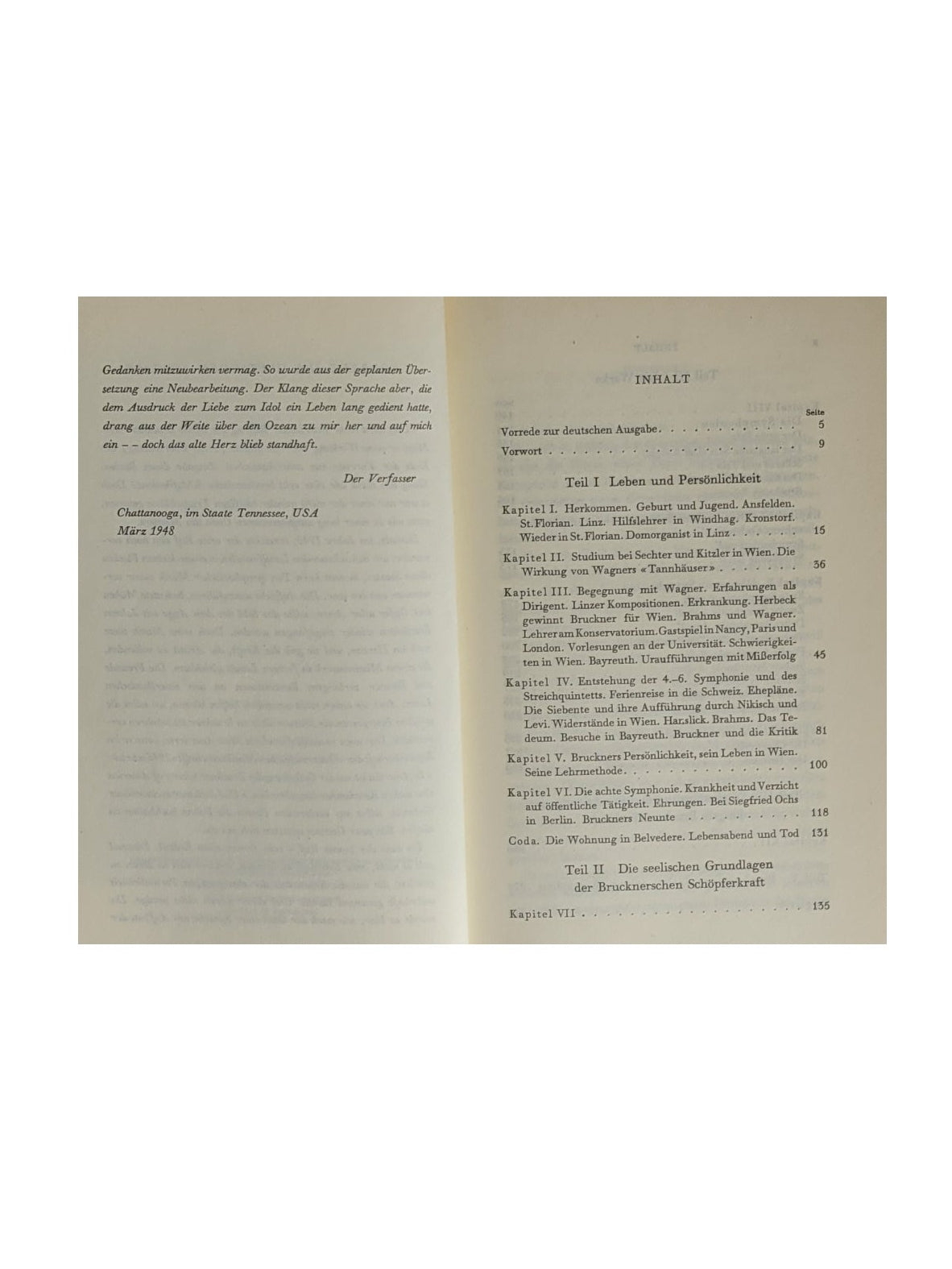 Musik Werner Wolff - Anton Bruckner - Genie und Einfalt - Atlantis Verlag 1948