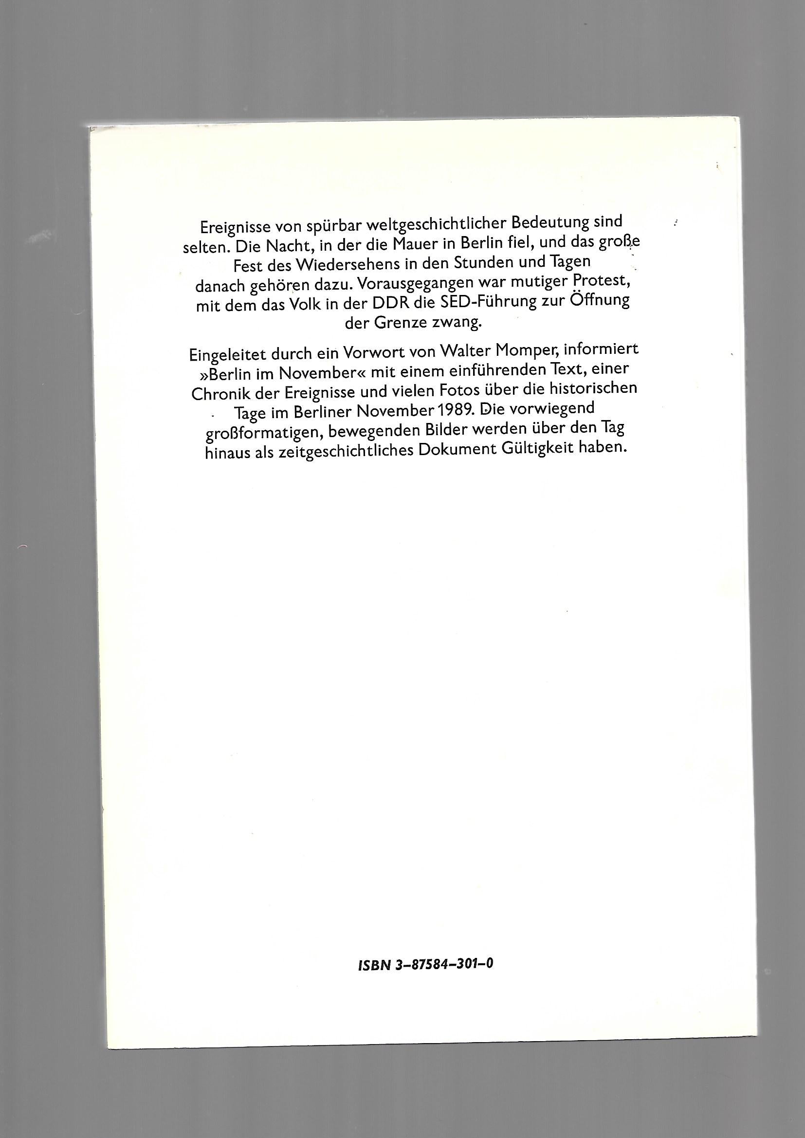 Berlin  Anke Schwartau - Berlin  im November - Nicolai Verlag 1989