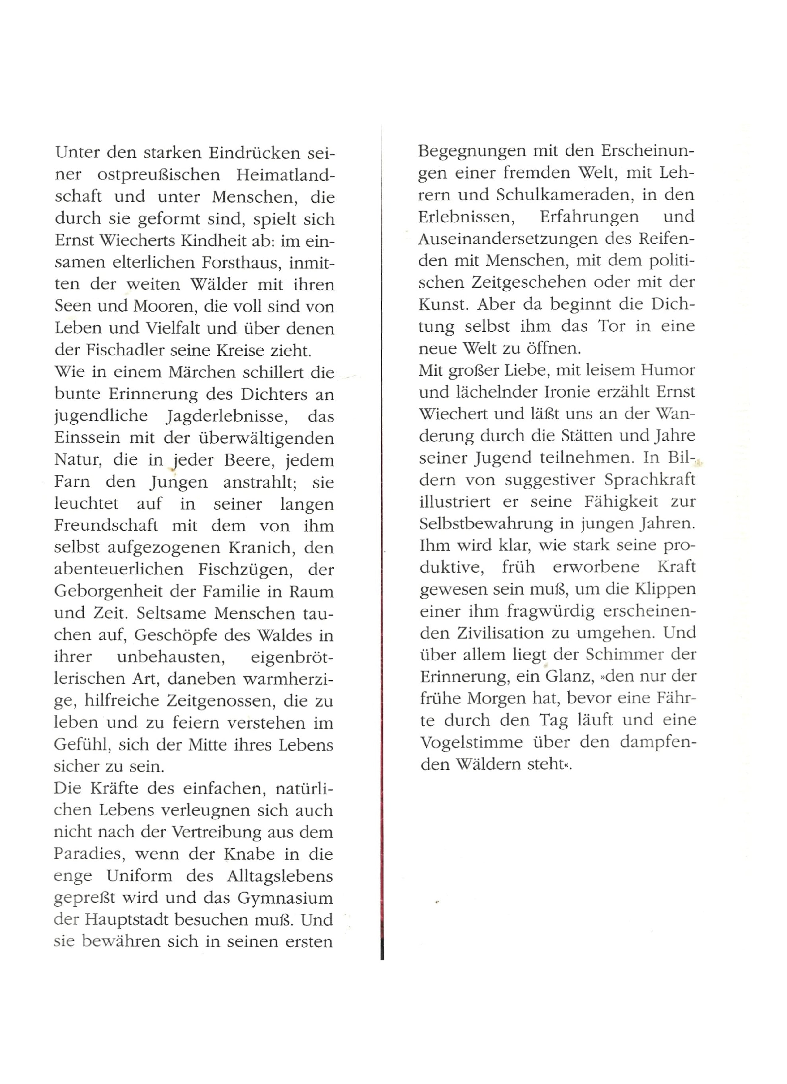 Ostpreußen Ernst Wiechert - Wälder und Menschen - Verlag Langen Müller 200