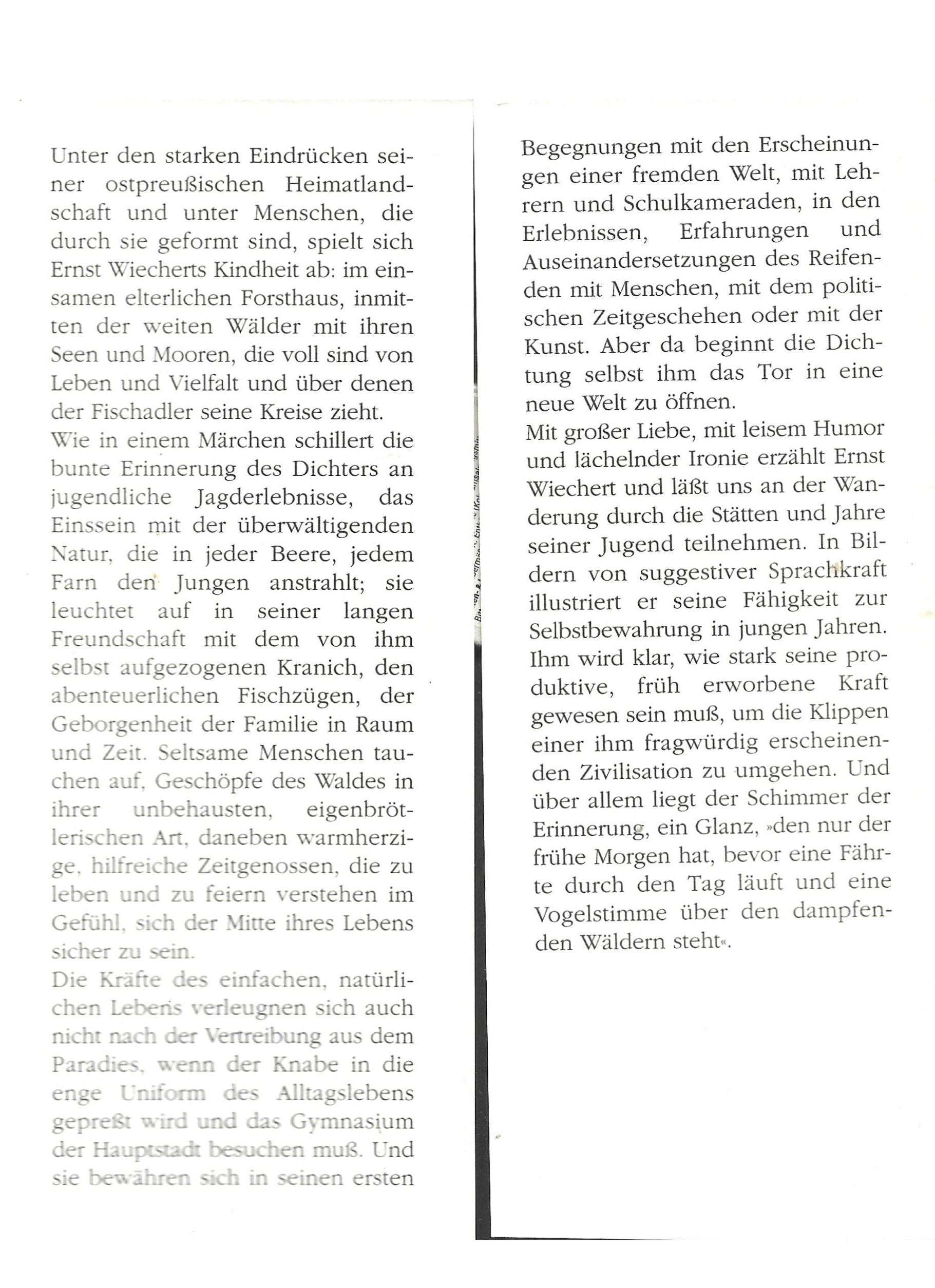 Ostpreußen Ernst Wiechert - Wälder und Menschen - Verlag Langen Müller 200