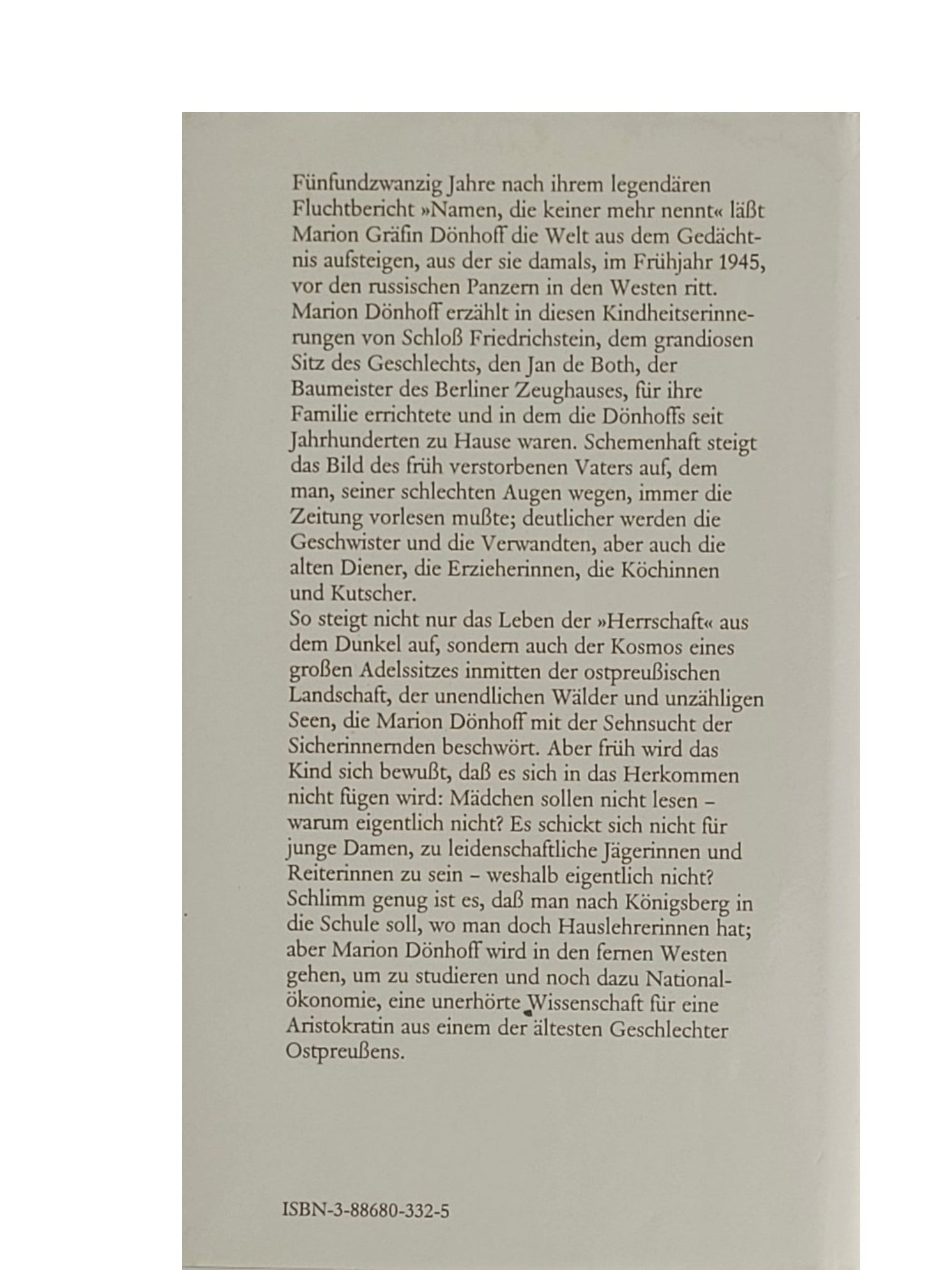 Ostpreußen Marion Gräfin Dönhoff - Kindheit in Ostpreußen - Siedler 1988