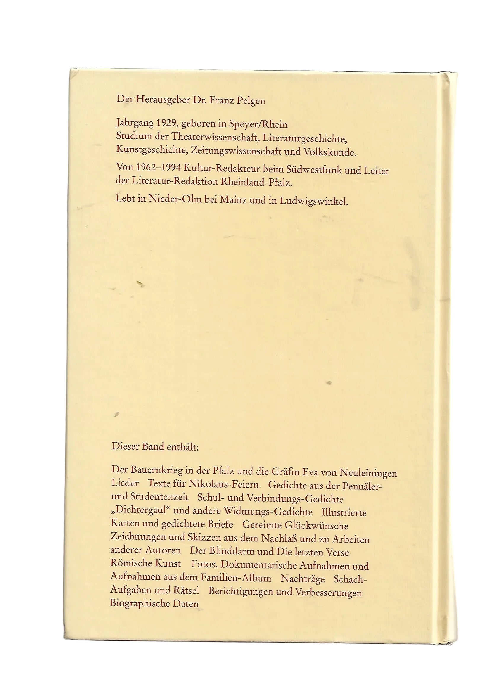Erzählungen Dr. Franz Pelgen (Hrsg) Paul Münch Gesammelte Werke Band 3 Verlag Pfälzer Kunst 1999
