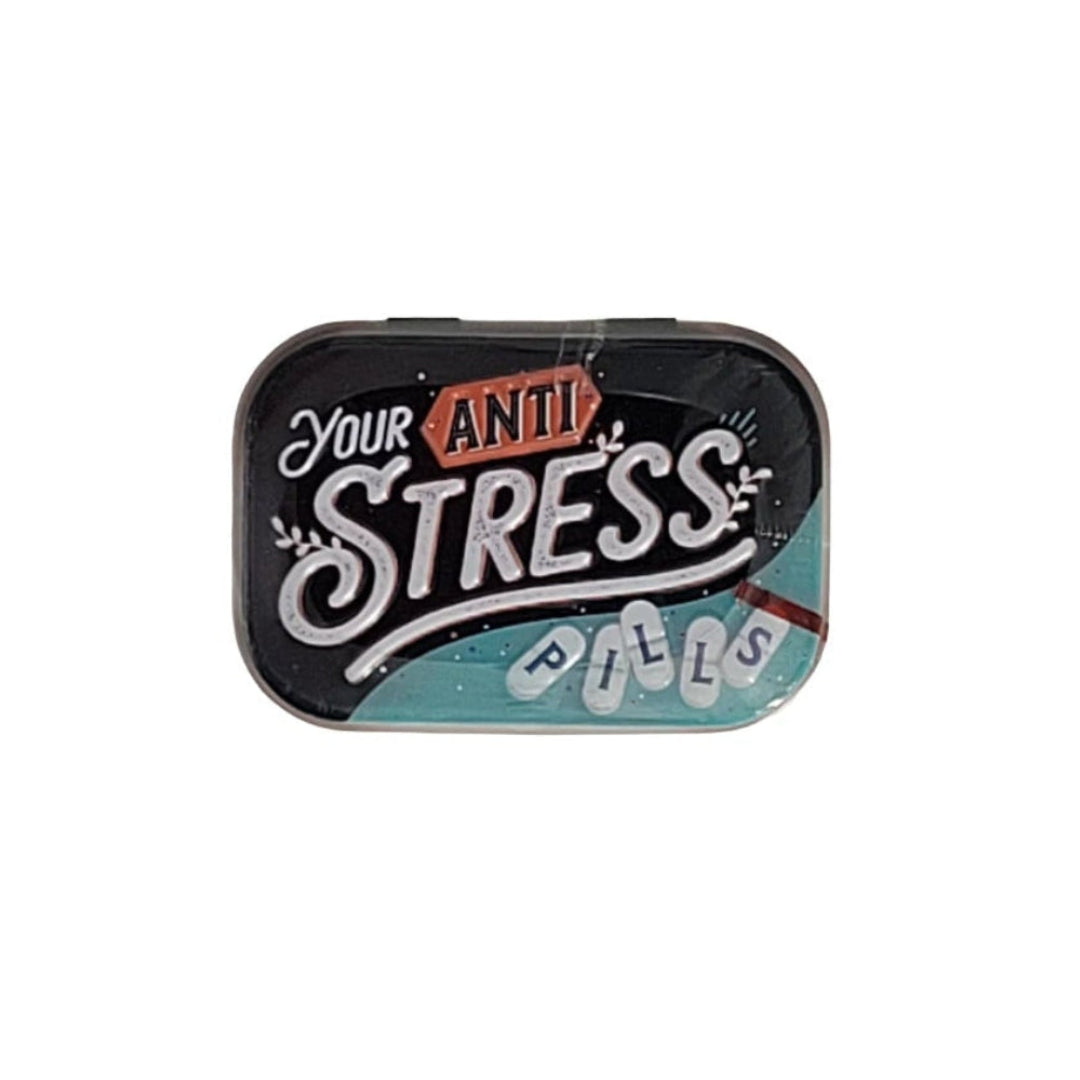 Pfefferminzbonbons in praktischer Metalldose  Motiv: your Anti-Stress-Pills