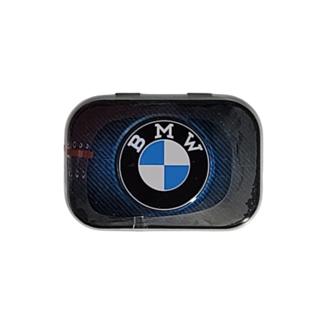 Pfefferminzbonbons in praktischer Metalldose, Zuckerfreie Pfefferminzpastillen mit Süßungsmitteln (hergestellt in Deutschland) Motiv: BMW Logo Blue Shine