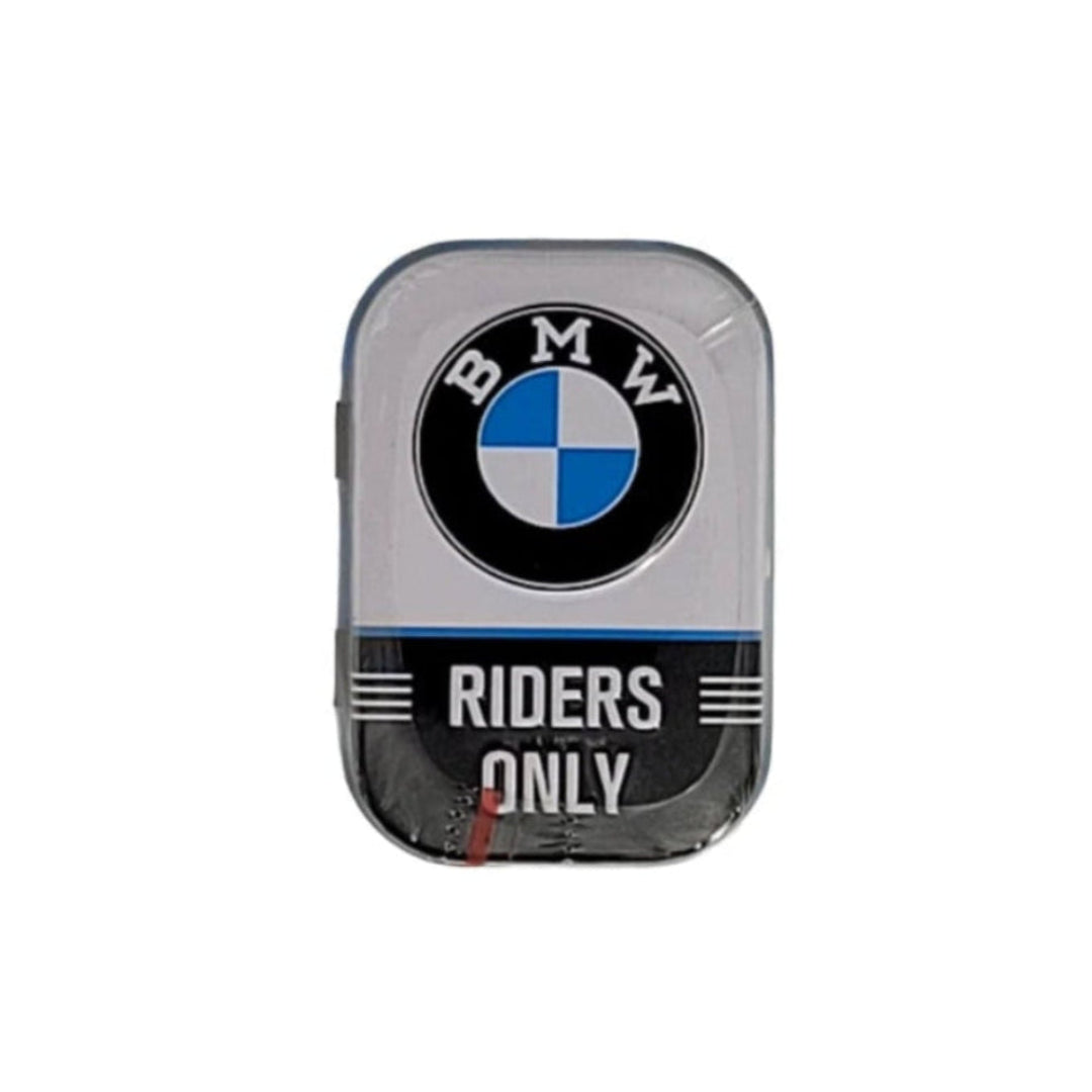 Pfefferminzbonbons in praktischer Metalldose, Zuckerfreie Pfefferminzpastillen mit Süßungsmitteln (hergestellt in Deutschland) Motiv: BMW Logo Riders only