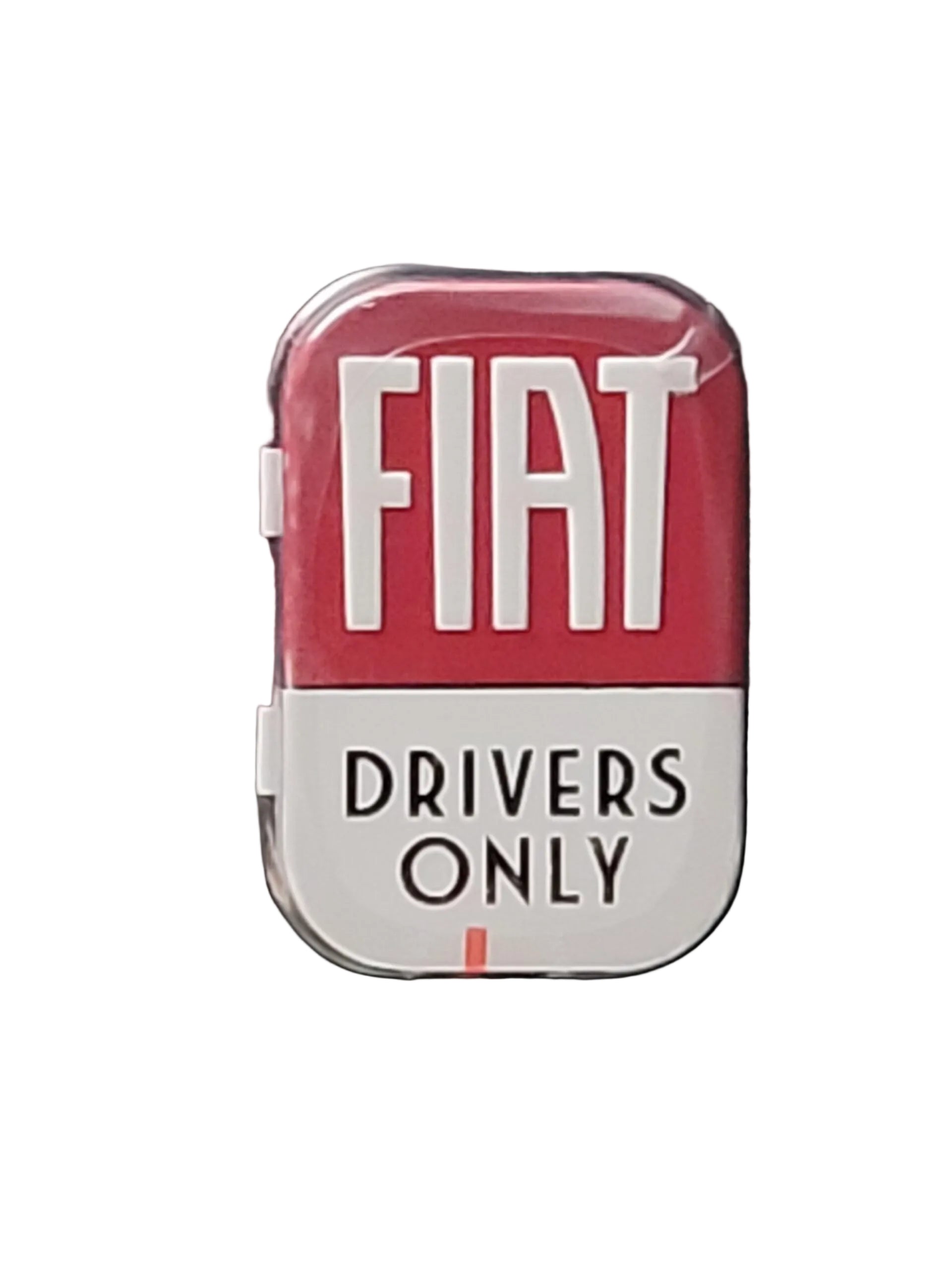 Pfefferminzbonbons in praktischer Metalldose, Zuckerfreie Pfefferminzpastillen mit Süßungsmitteln (hergestellt in Deutschland) Motiv: Aufschrift Fiat Drivers only