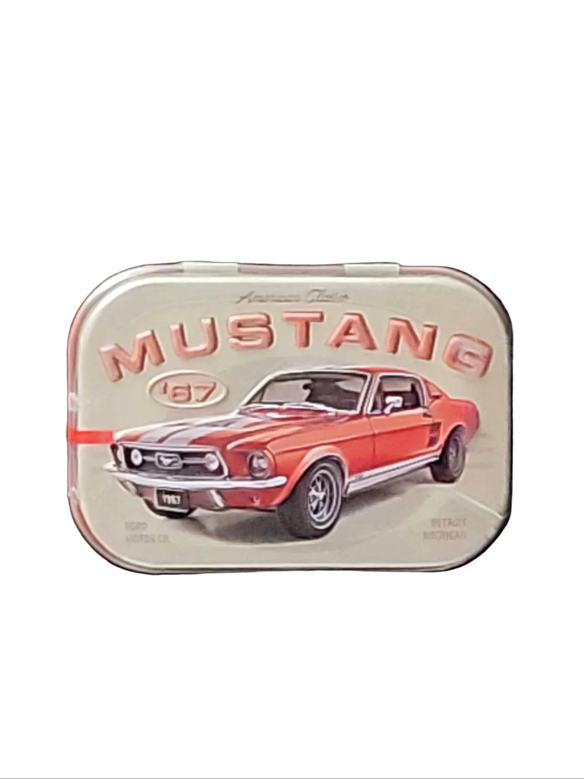 Pfefferminzbonbons in praktischer Metalldose, Zuckerfreie Pfefferminzpastillen mit Süßungsmitteln (hergestellt in Deutschland) Motiv: Mustang 1967
