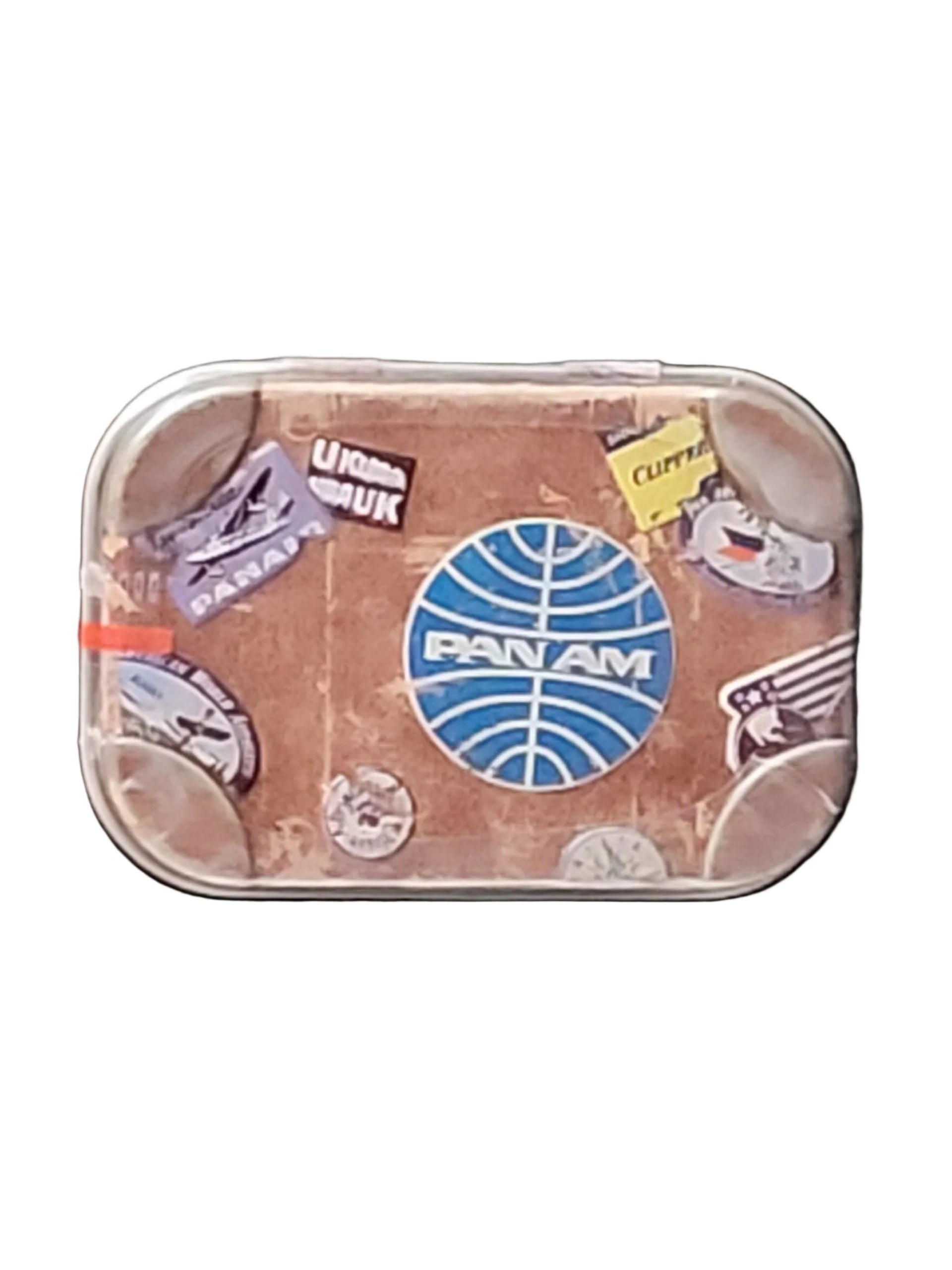 Pfefferminzbonbons in praktischer Metalldose, Zuckerfreie Pfefferminzpastillen mit Süßungsmitteln (hergestellt in Deutschland) Motiv: Pan AM Travel Stickers