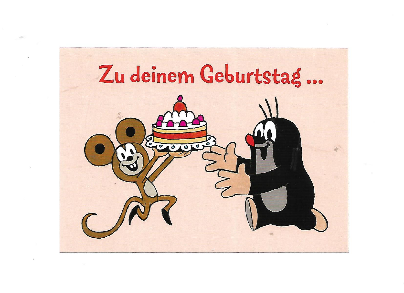 „Postkarte A6 mit Motiv ‚Der kleine Maulwurf gratuliert zum Geburtstag‘; farbig gedruckt auf stabilem Papier, hochwertige Qualität“