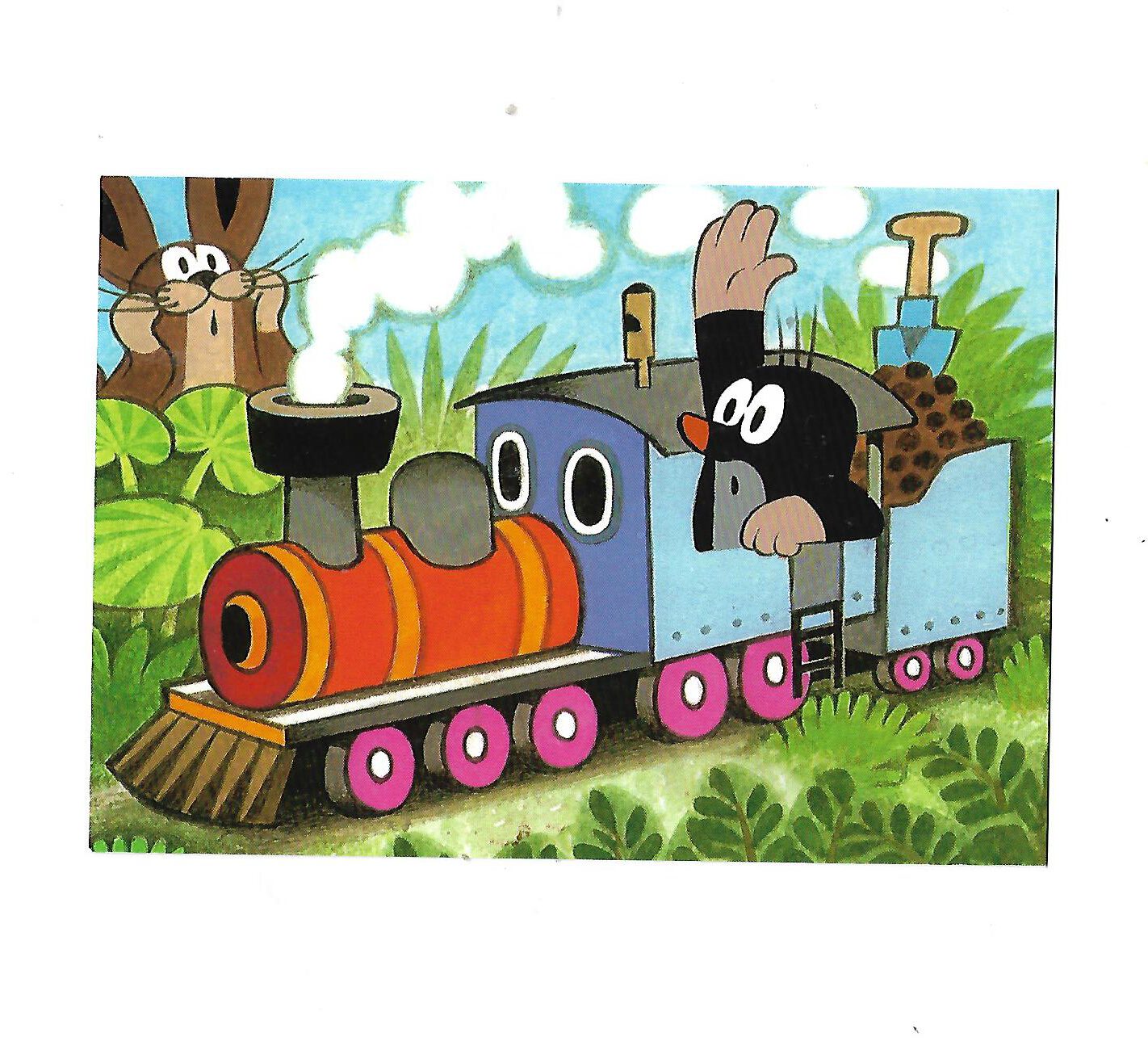 „Postkarte A6 mit Motiv ‚Der kleine Maulwurf fährt Eisenbahn‘; farbig gedruckt auf stabilem Papier, hochwertige Qualität“