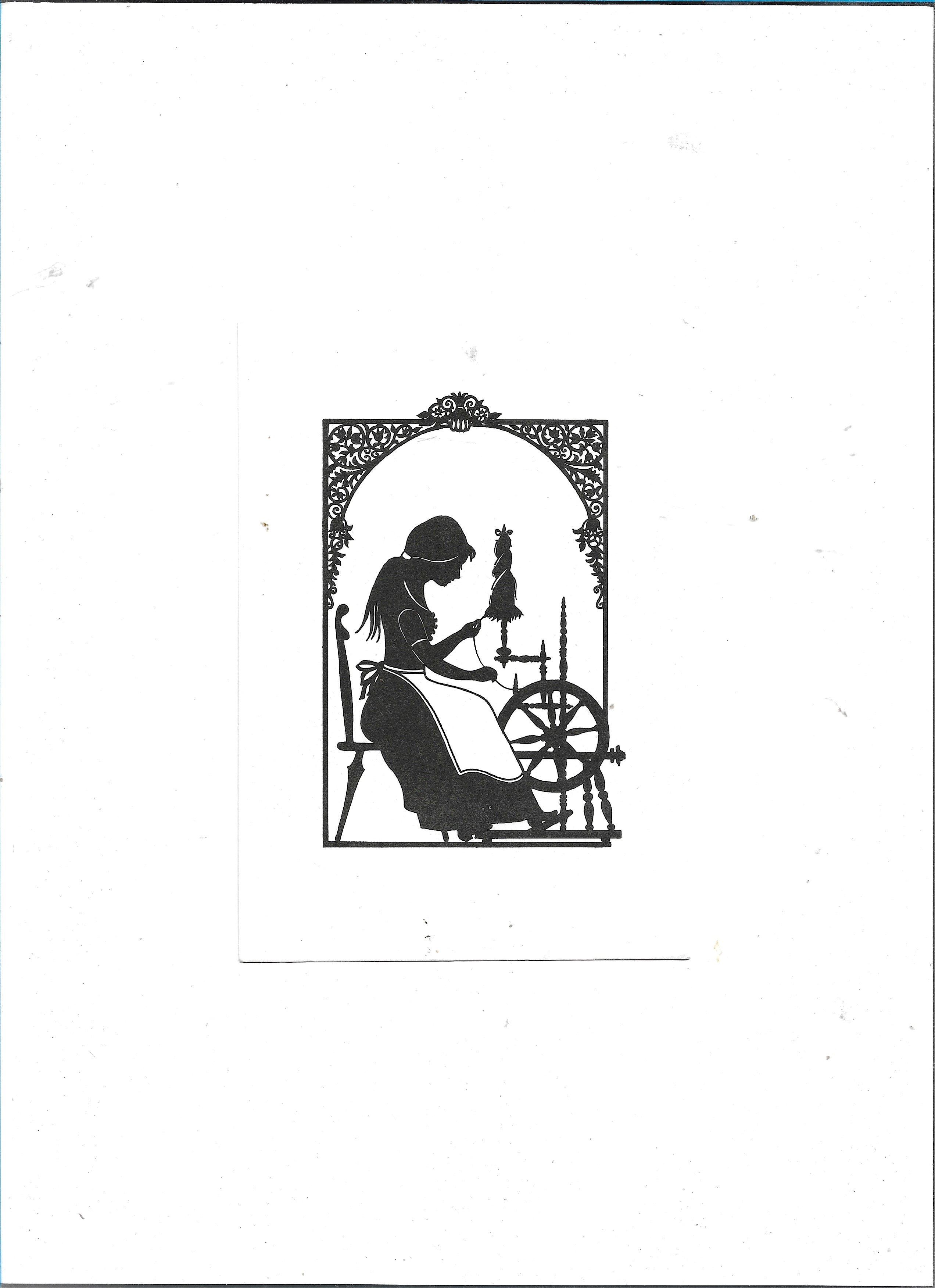 „Postkarte A6 ‚Dornröschen‘ im Scherenschnitt‑Stil; dünner Karton, guter Zustand, 10,5 × 14,8 cm „Rückseite der Postkarte A6 mit klassischem Postkartenlayout“