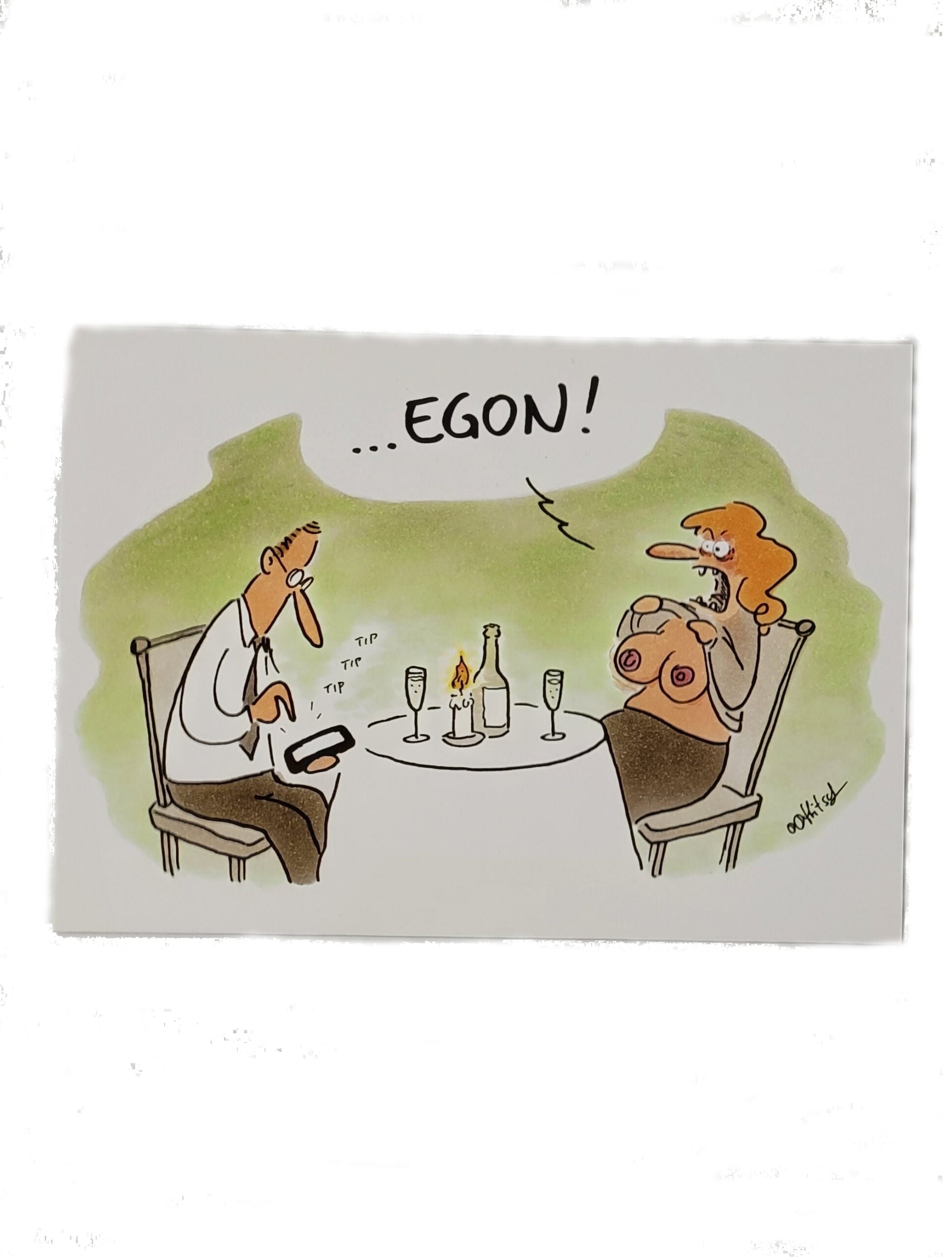 „Postkarte A6 ‚Egon!‘ – farbig gedruckt auf stabilem Papier, satte Farben, gute Qualität, 10,5 × 14,8 cm“