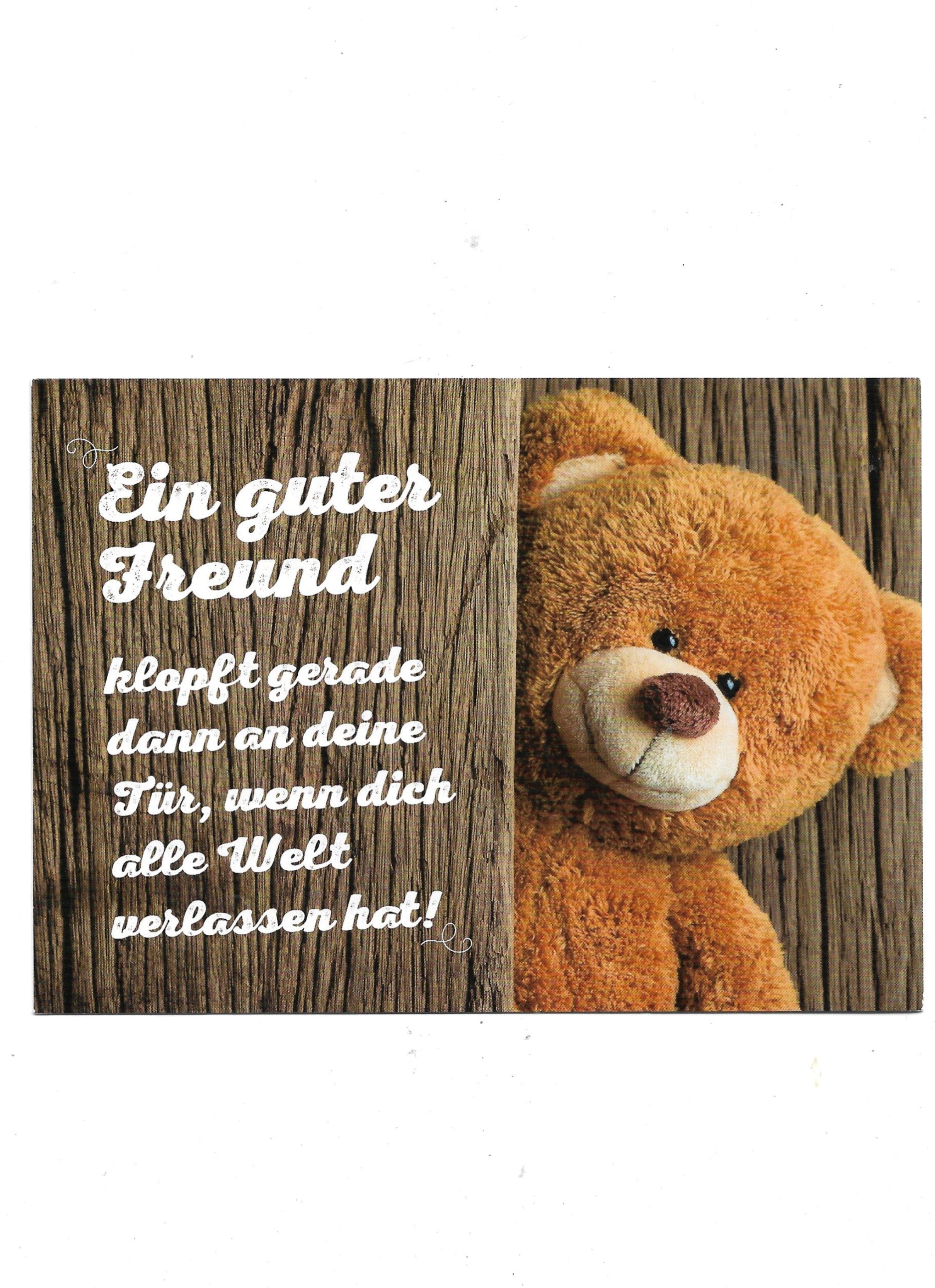 „Postkarte A6 ‚Ein guter Freund klopft gerade an deine Tür‘ – stabiles Papier, satte Farben, gute Qualität, 10,5 × 14,8 cm“