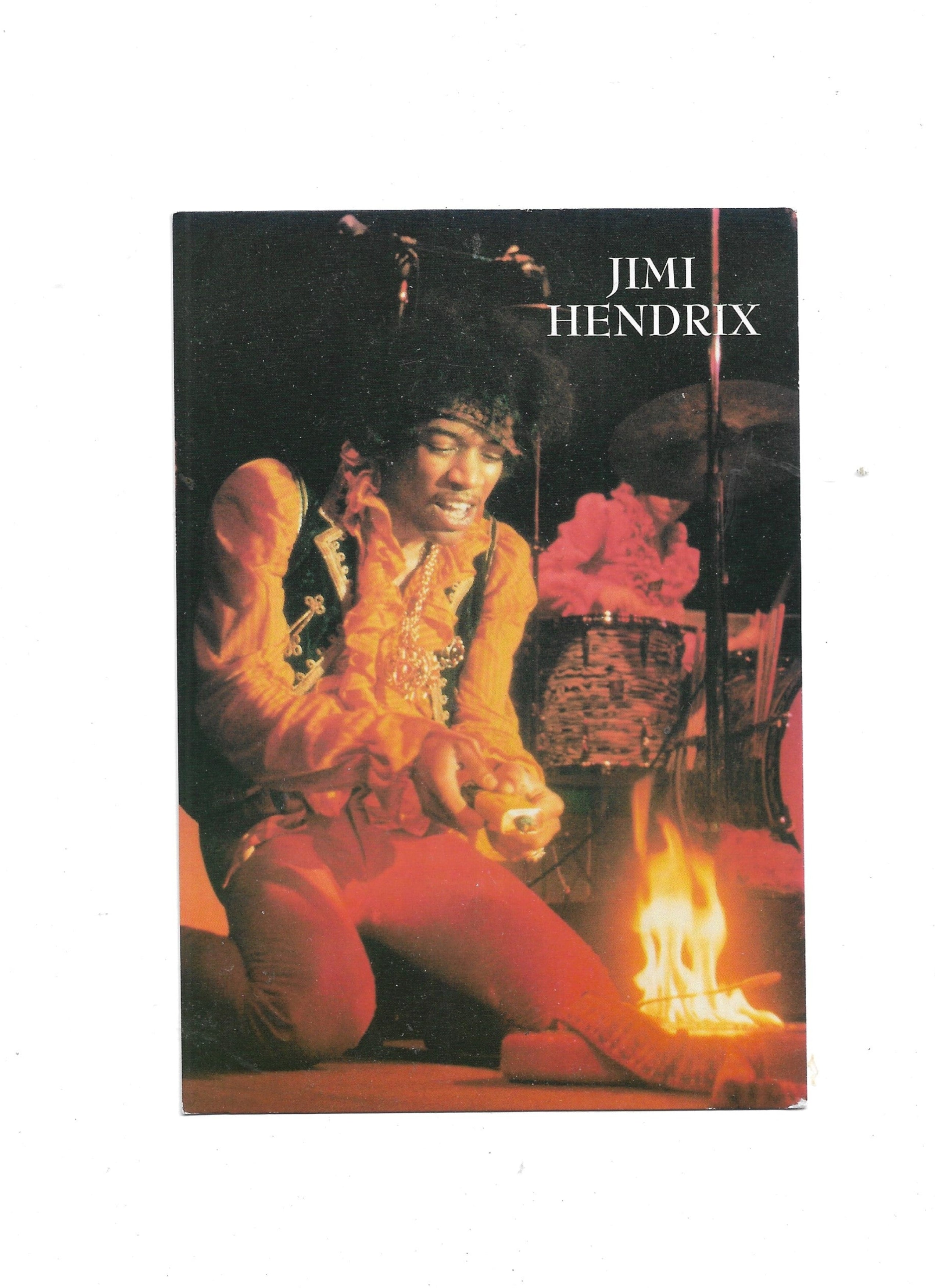 „Postkarte A6 Jimi Hendrix – Monterey Pop Festival 1967; Musik‑/Rockmotiv, stabiles Papier, satte Farben, gute Druckqualität, Format 10,5 × 14,8 cm