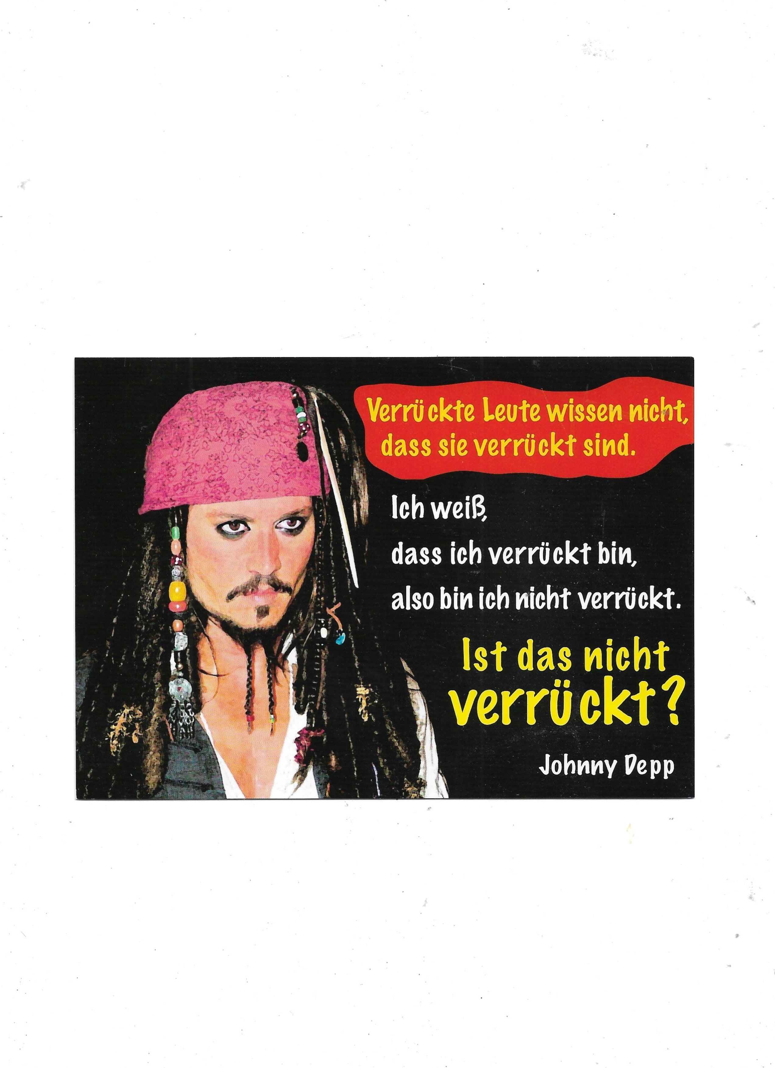 „Postkarte A6 Johnny Depp – Verrückt!, humorvolles Filmmotiv, hochwertiges Papier, Inverkehrbringer Anderskartig – Modern Times GmbH.“