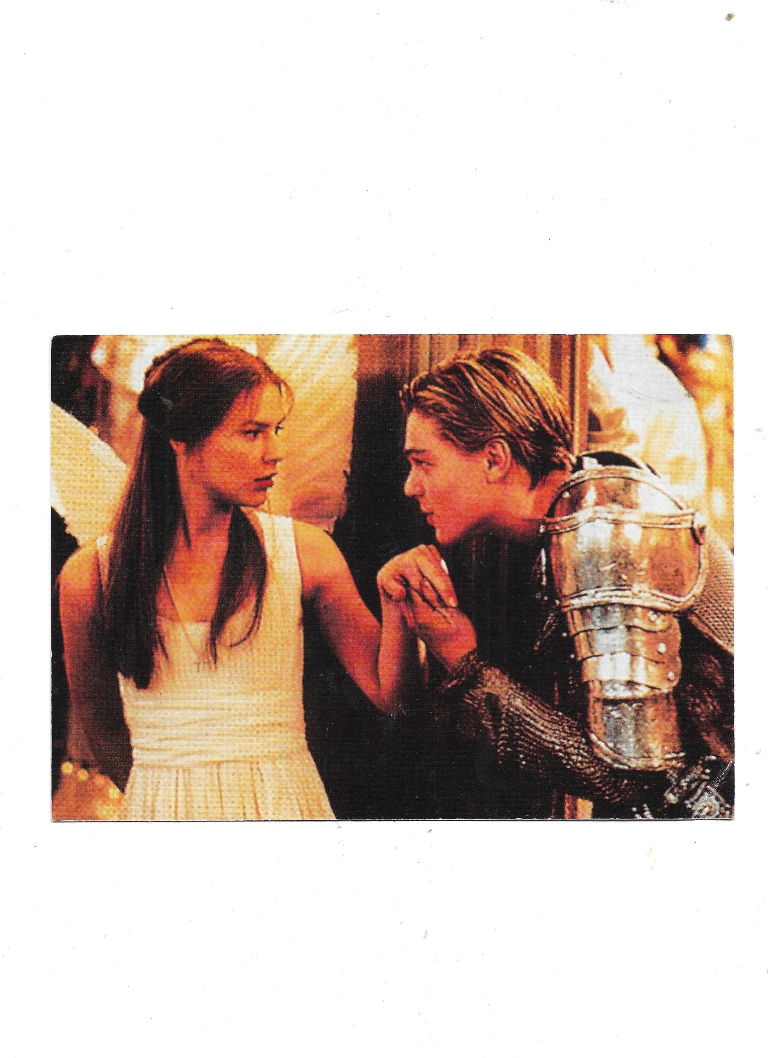 „Postkarte A6 Leonardo DiCaprio in Romeo + Julia; Film‑/Nostalgie‑Motiv, stabiles Papier, satte Farben, gute Druckqualität, Format 10,5 × 14,8 cm unbekannter Hersteller, leichte Gebrauchsspuren