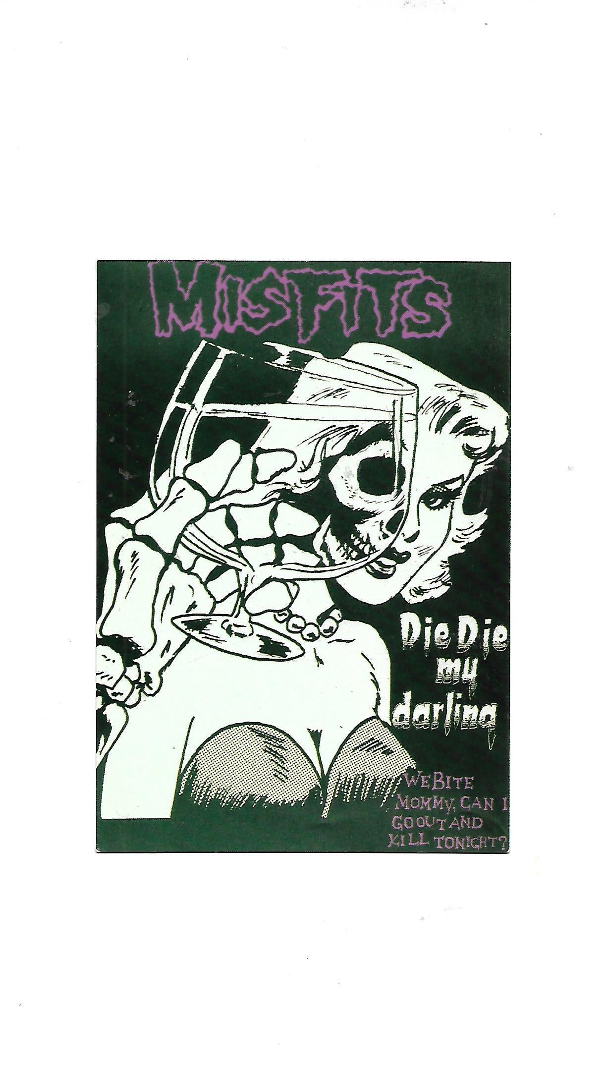 „Postkarte A6 ‚Misfits – 1991‘; stabiles Papier, satte Farben, gute Druckqualität, Format 10,5 × 14,8 cm, 8 g, Hersteller Winterland Productions / Rock Express“