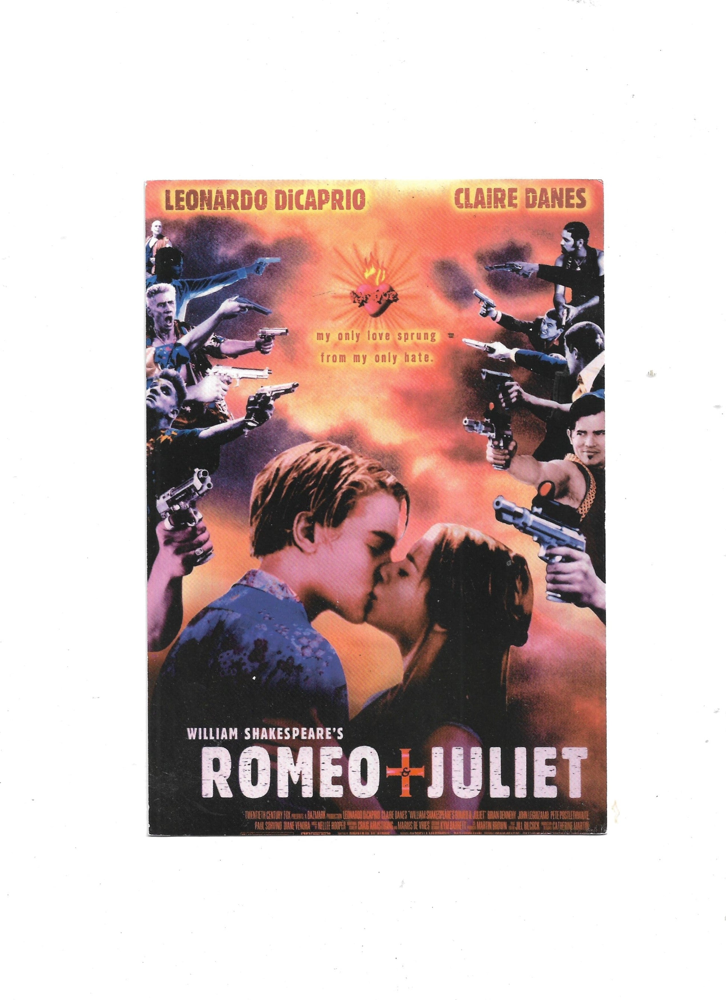 A6‑Postkarte „Leonardo DiCaprio und Claire Danes in William Shakespeares Romeo + Julia