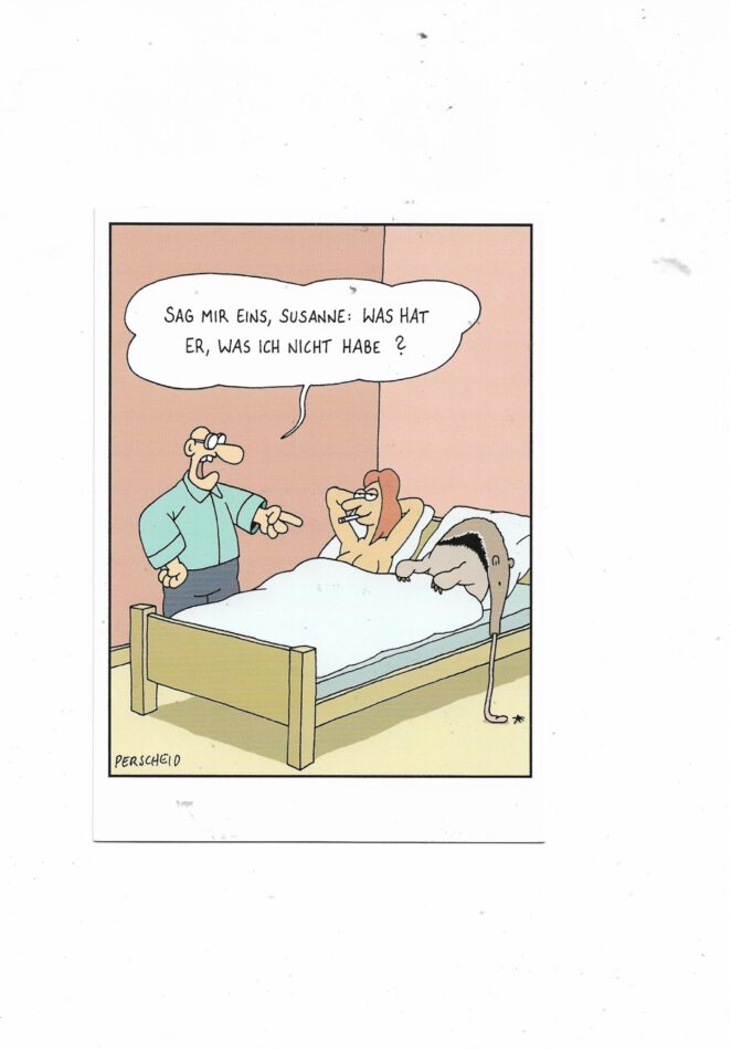 „Postkarte A6 ‚Sag mir eins Susanne‘; stabiles Papier, satte Farben, gute Druckqualität, Format 10,5 × 14,8 cm, neu, EAN 4033684022026, Hersteller Anderskartig – Modern Times GmbH“