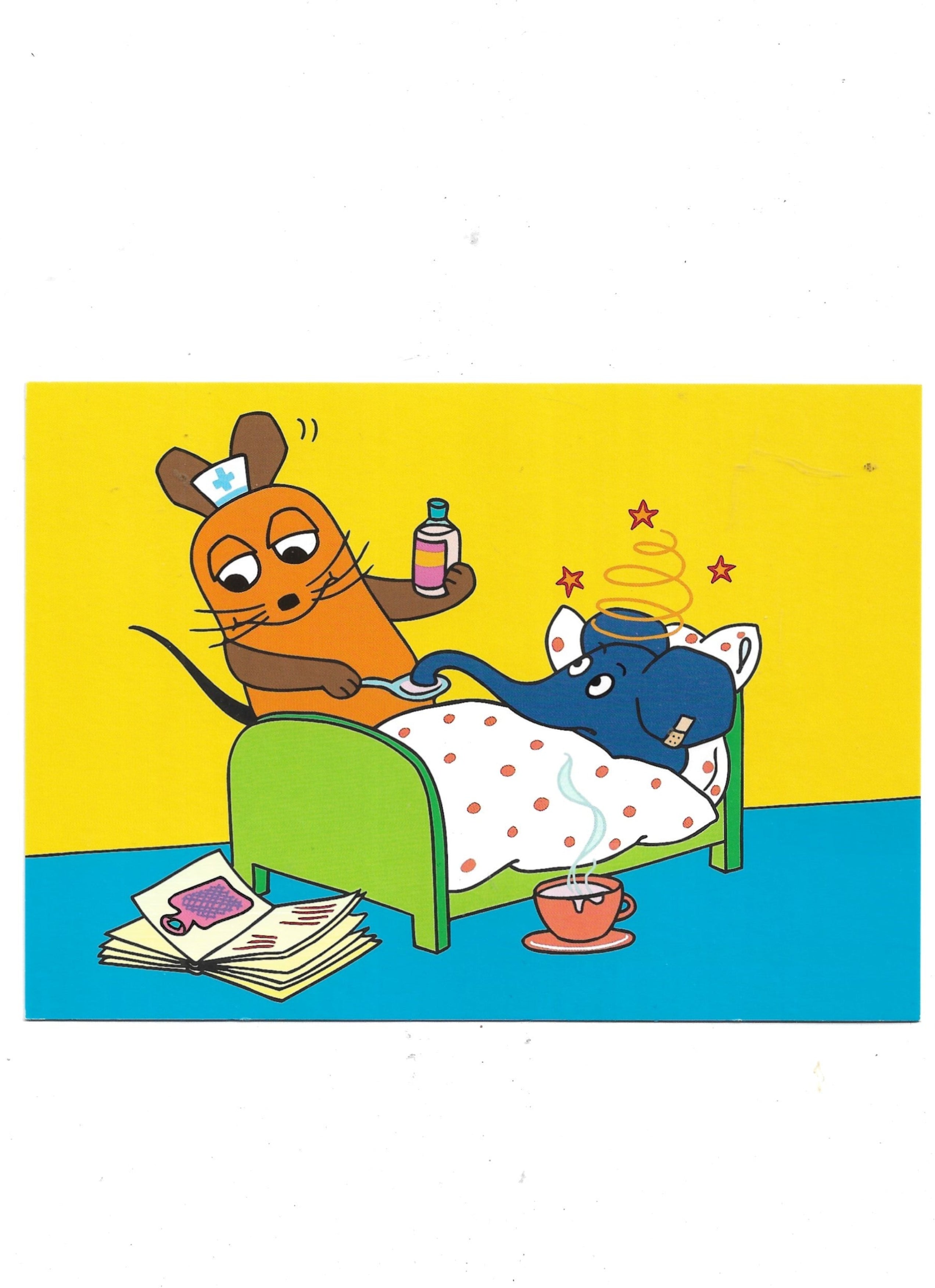 „Postkarte A6 mit Motiv ‚Die Maus – Doktor‑Maus‘; farbig gedruckt auf stabilem Papier, hochwertige Qualität“