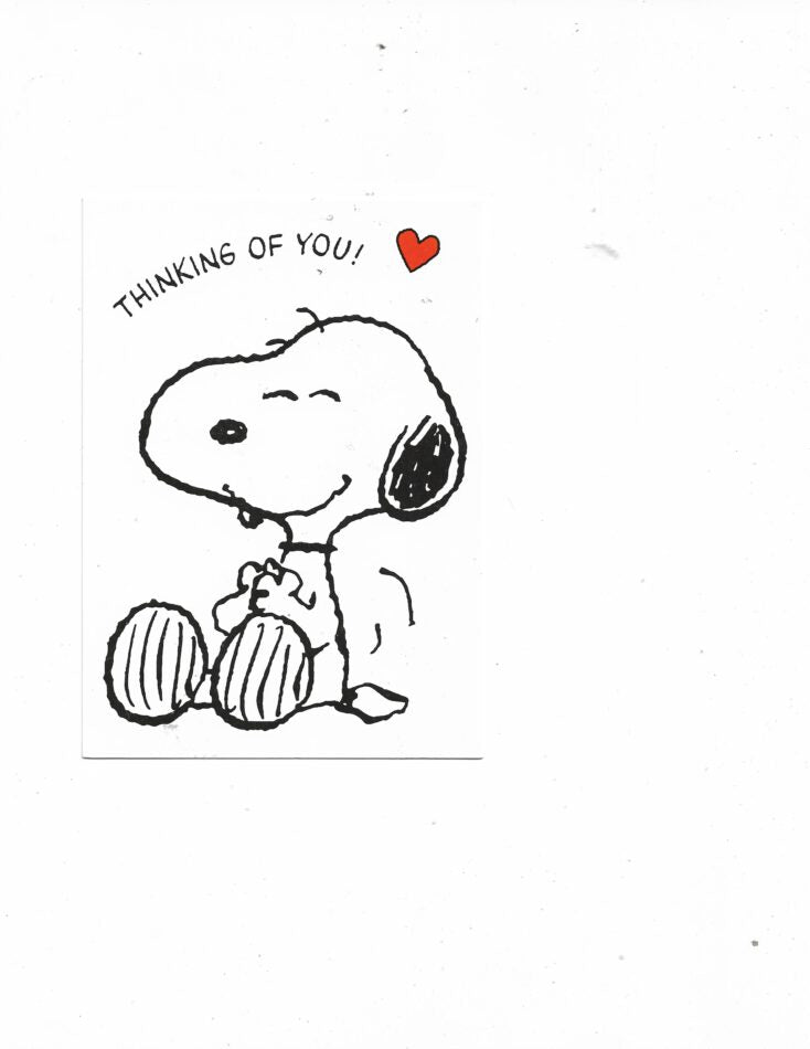 „Postkarte A6 ‚Snoopy thinking of you‘; stabiles Papier, satte Farben, gute Druckqualität, Format 10,5 × 14,8 cm, EAN 4017272024609, veröffentlicht von ZigZag Posters Germany.“