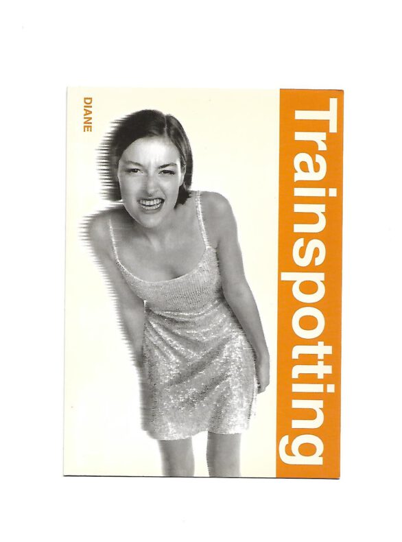 „Postkarte A6 ‚Trainspotting – Diane / Kelly Macdonald‘; stabiles Papier, satte Farben, gute Druckqualität, Format 10,5 × 14,8 cm, ohne EAN, Hersteller GB Posters & Publications Limited, UK.“