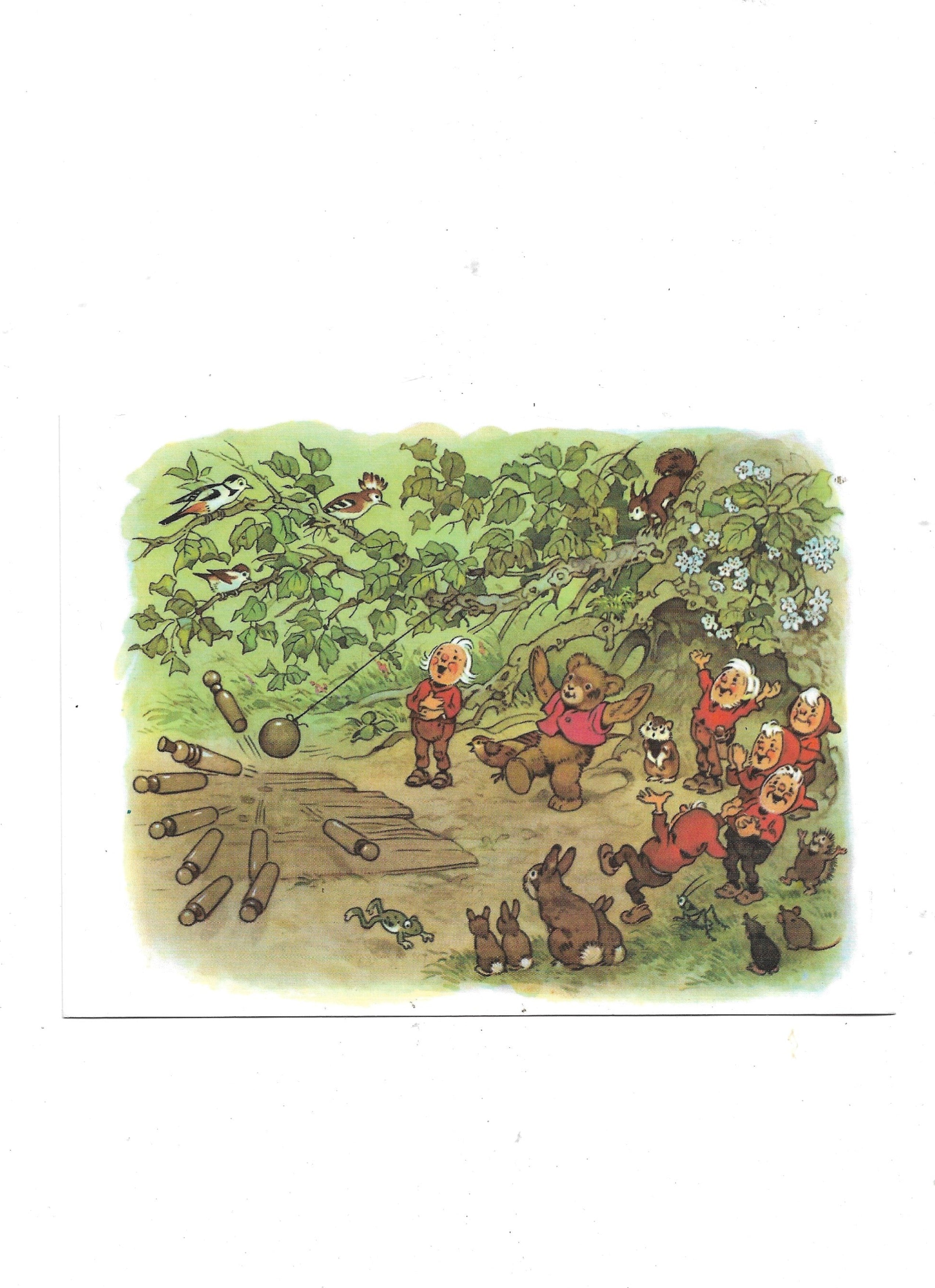 „Postkarte A6 ‚Fritz Baumgarten – Teddy’s Traum Bowling‘; stabiles Papier, satte Farben, gute Qualität, Format 10,5 × 14,8 cm, guter Zustand“