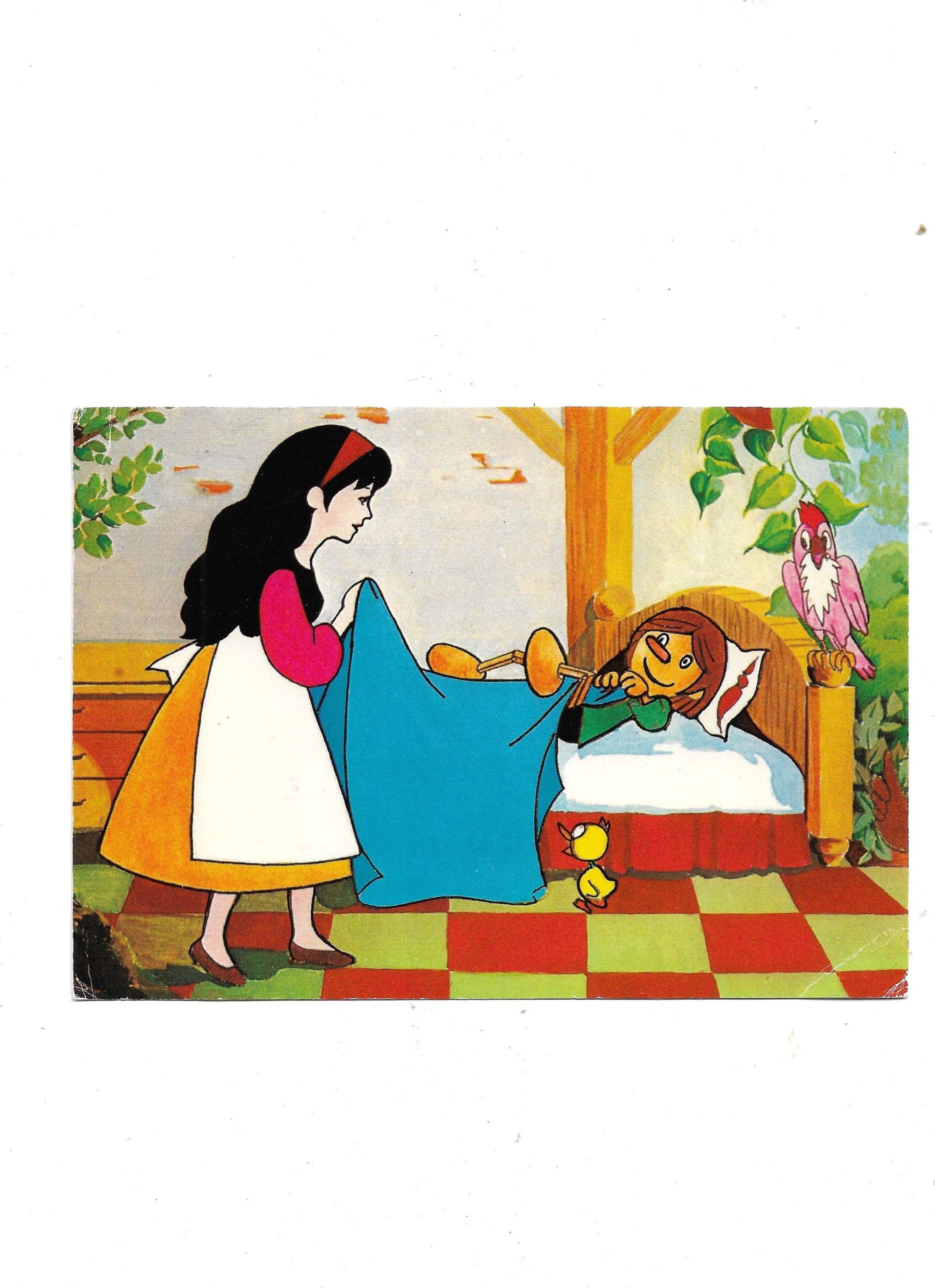 Postkarte  Pinocchio geht schlafen - Zeichentrick Apollo Film 1977