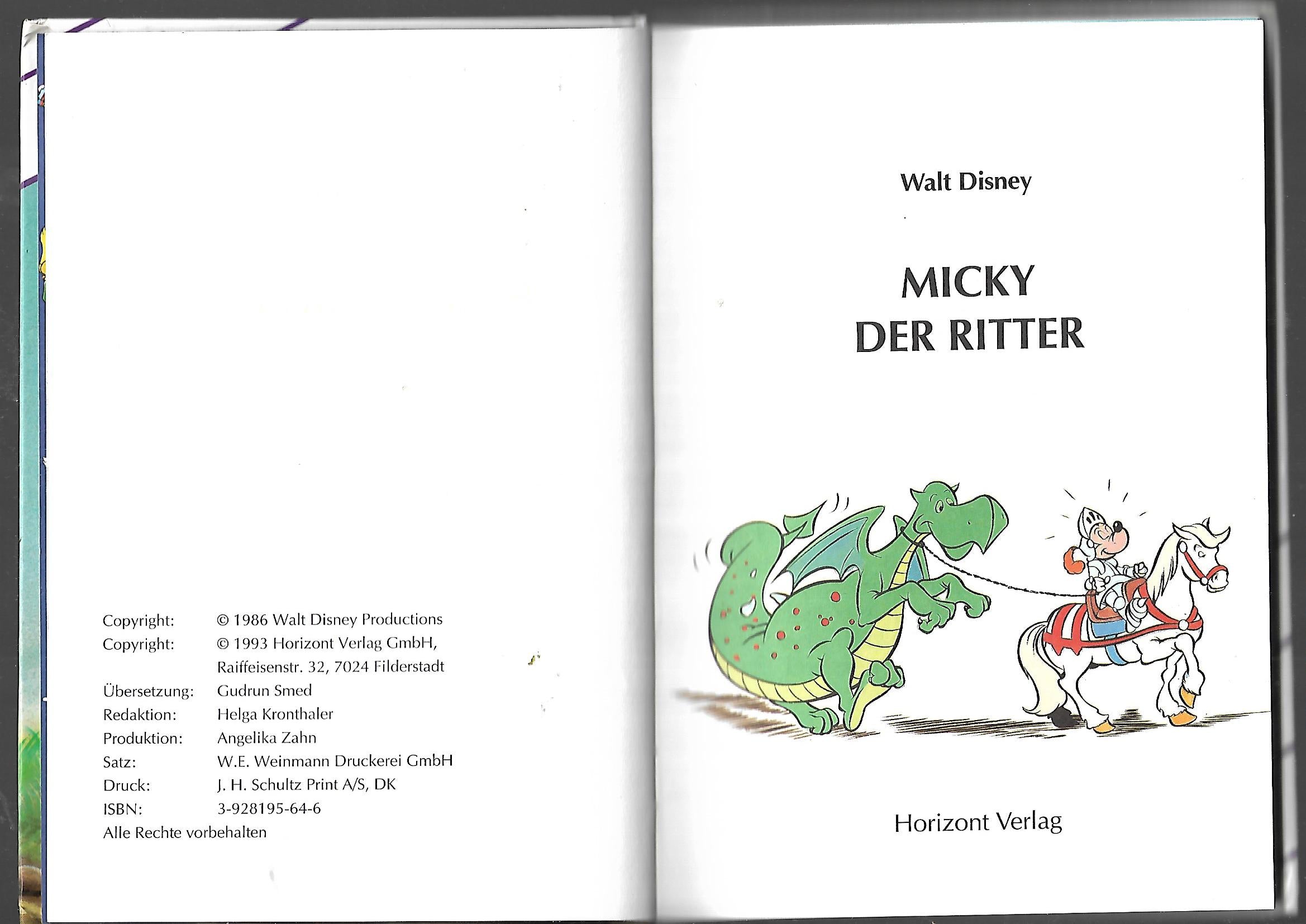 Kinderbuch Micky's Junior-Buchclub Walt Disney Micky der Ritter Horizont Verlag 1993
