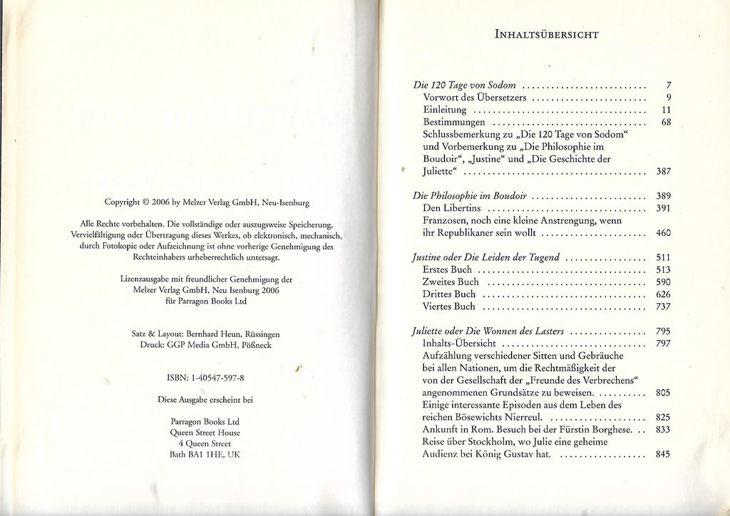 Erzählungen Marquis de Sade Ausgewählte Werke Parragon Literatur 2006