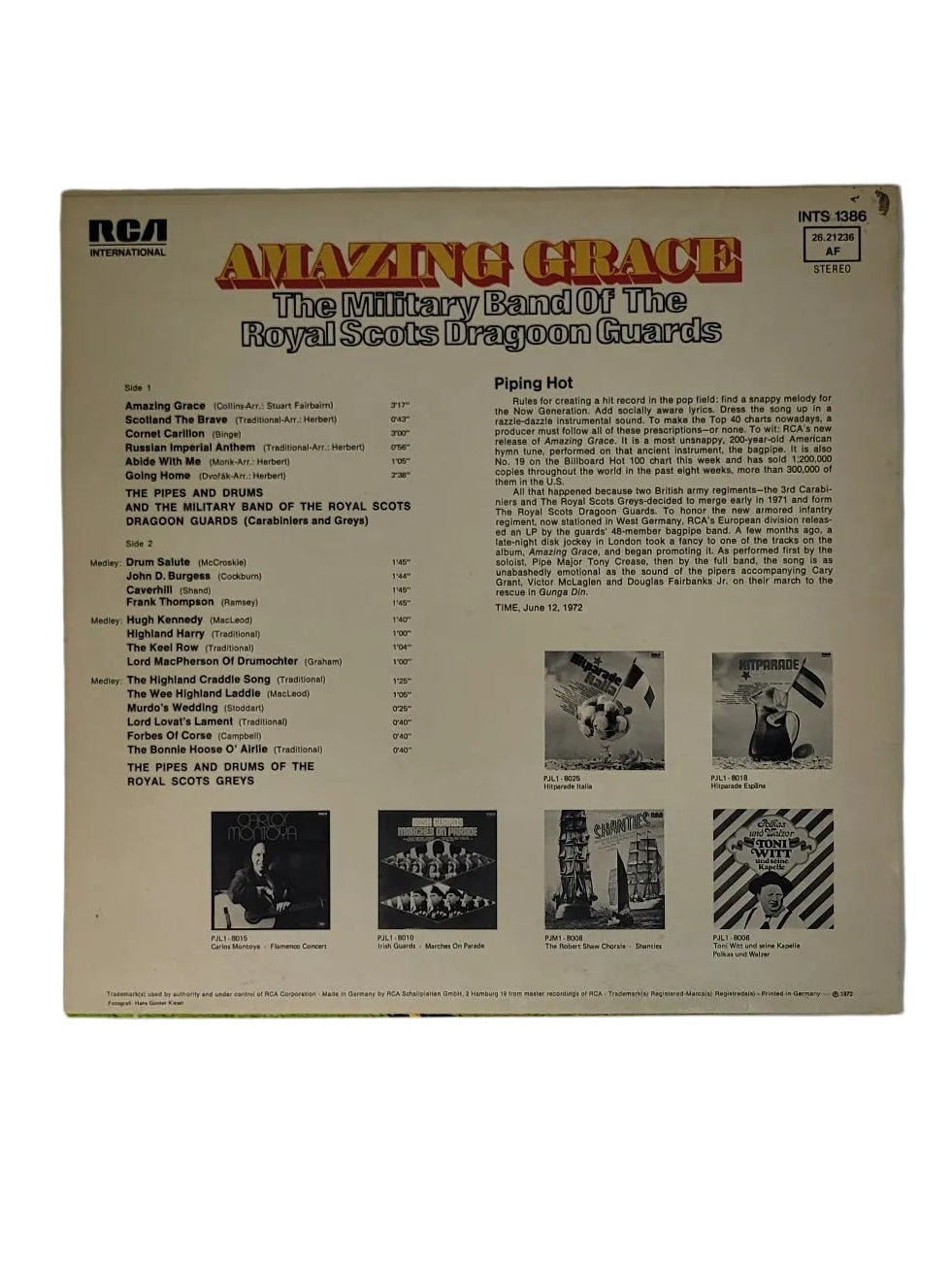 LP Schallplatte Vinyl LP  Military Band of The Royal Scots Dragoon Guards - Amazing Grace