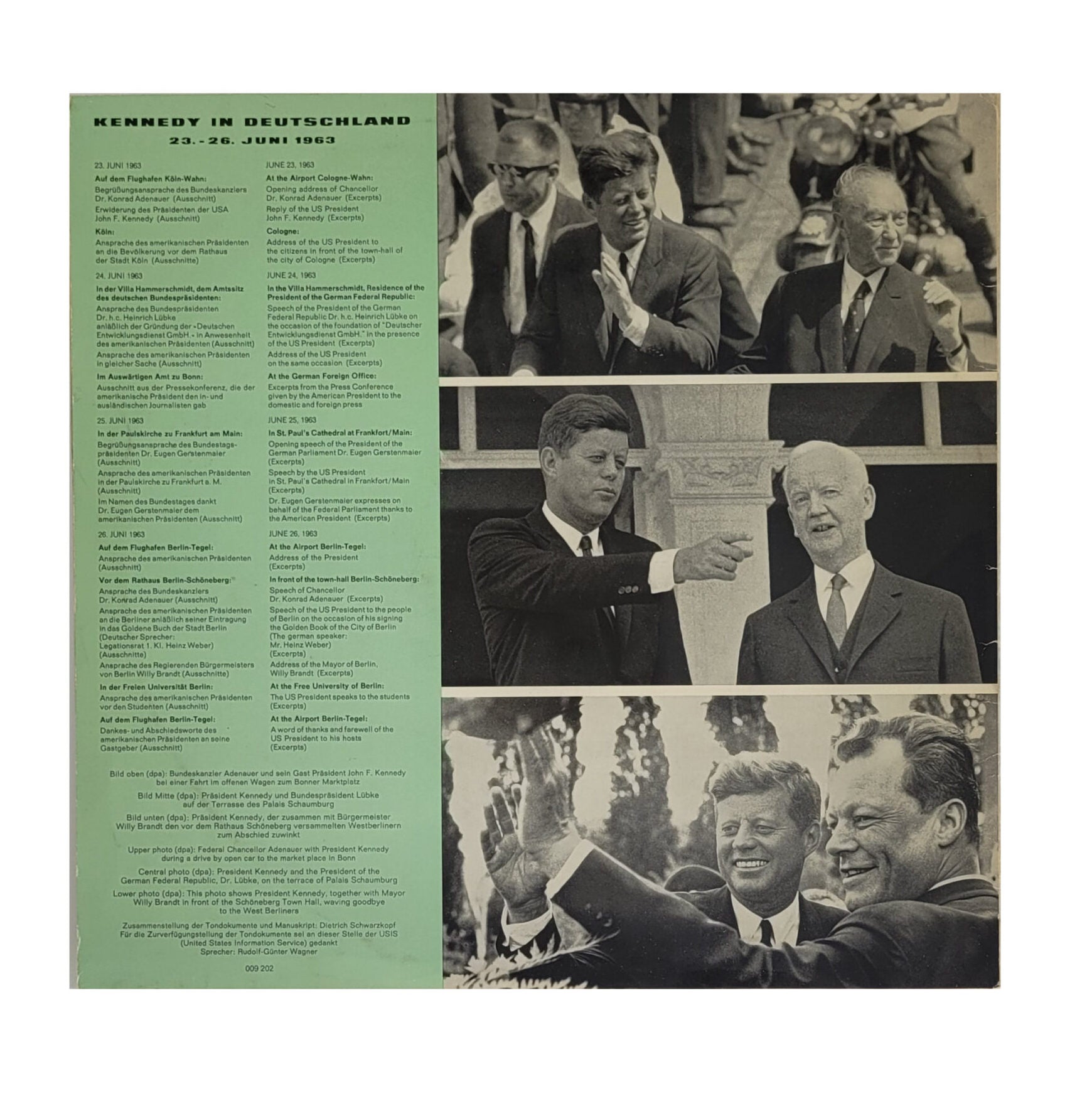 Schallplatte Vinyl LP Kennedy in Deutschland - Im Zeichen der Freundschaft