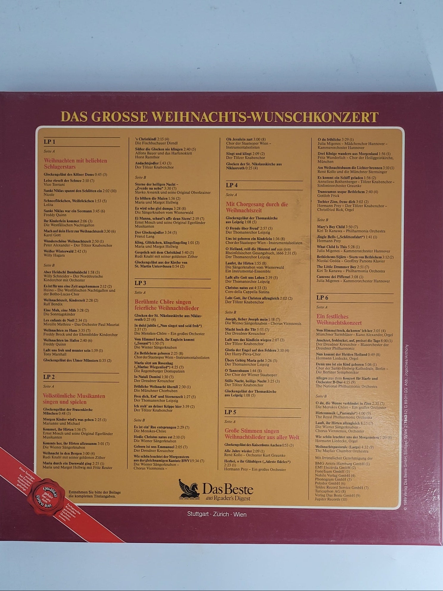 LP Schallplatte Vinyl LP Das große Weihnachts-Wunsch-Konzert - 6 LP - 1989
