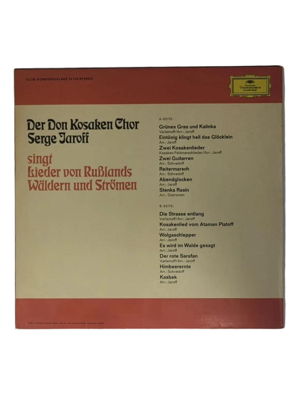 LP Schallplatte Vinyl Der Don Kosaken Chor - Serge Jaroff - Deutsche Grammophon