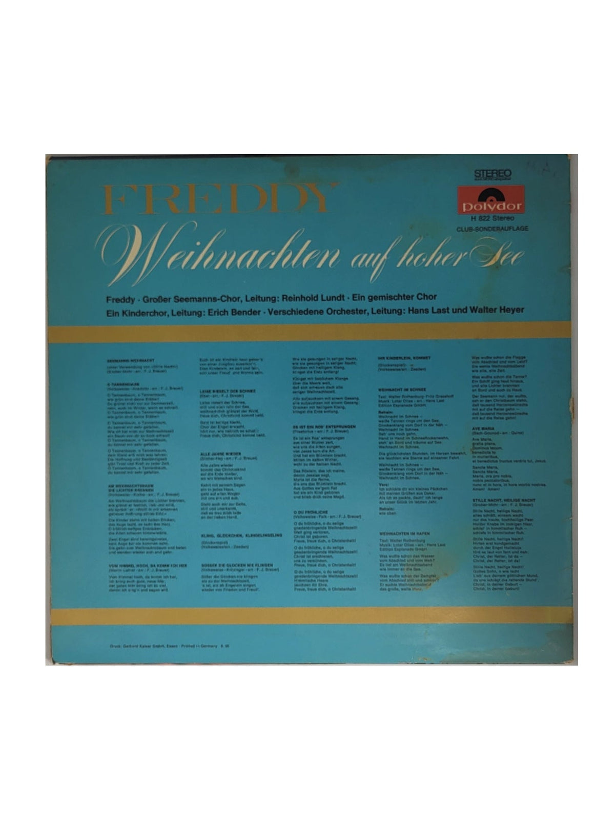 LP Schallplatte Vinyl LP Freddy- Weihnachten auf hoher See Polydor