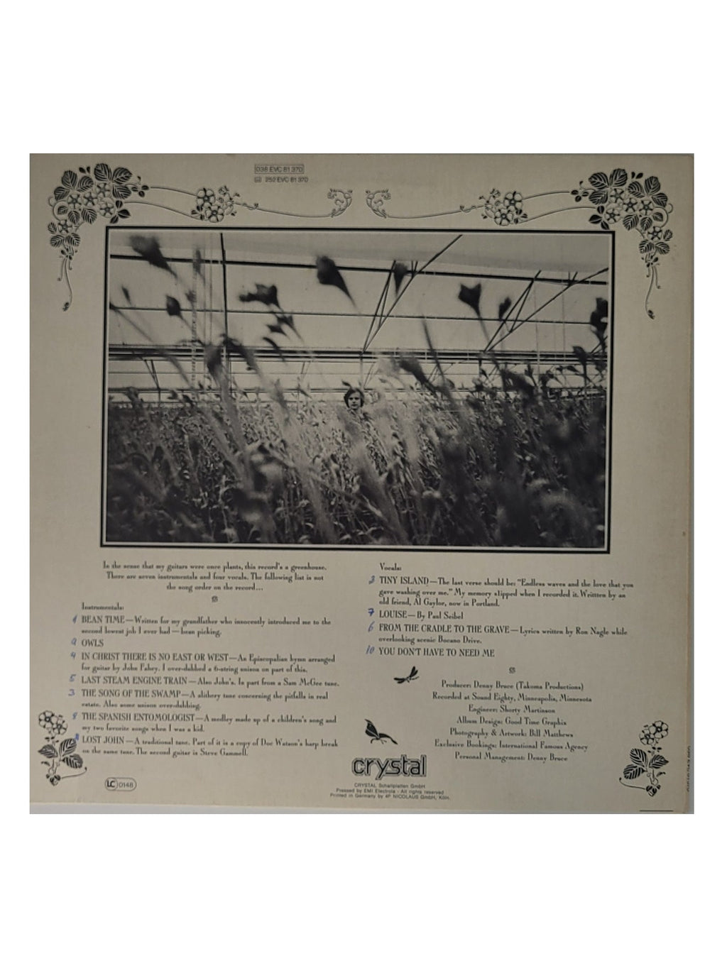 LP Schallplatte Vinyl LP  Leo Kottke - Greenhouse Crystal/Capitol Records 1976