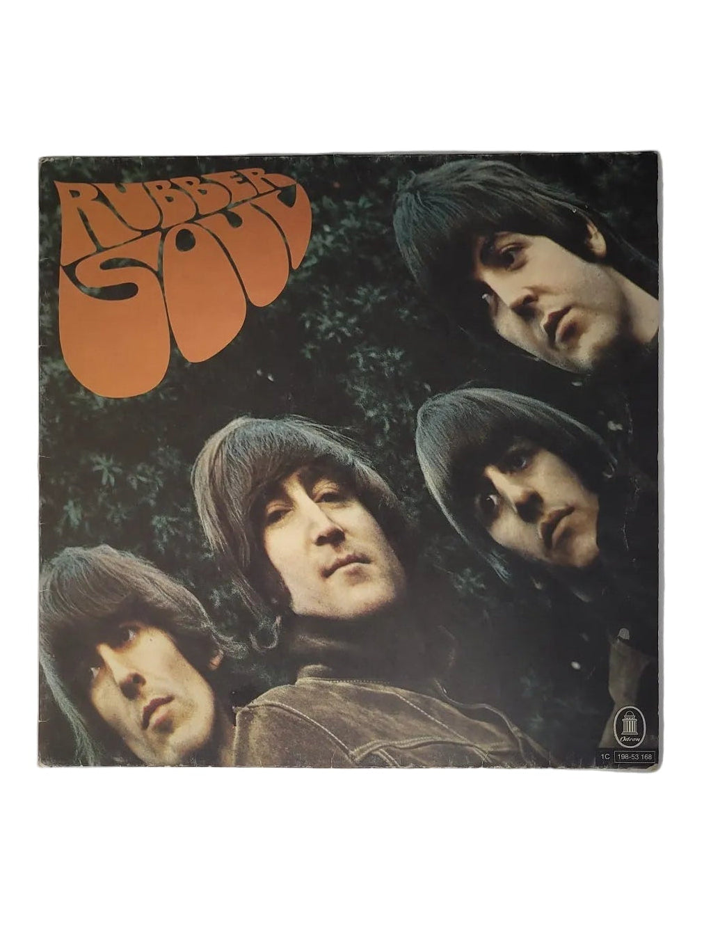 „Vinyl‑LP ‚Rubber Soul‘ von The Beatles, Reissue‑Edition mit Parlophone/EMI/Odeon‑Label.“