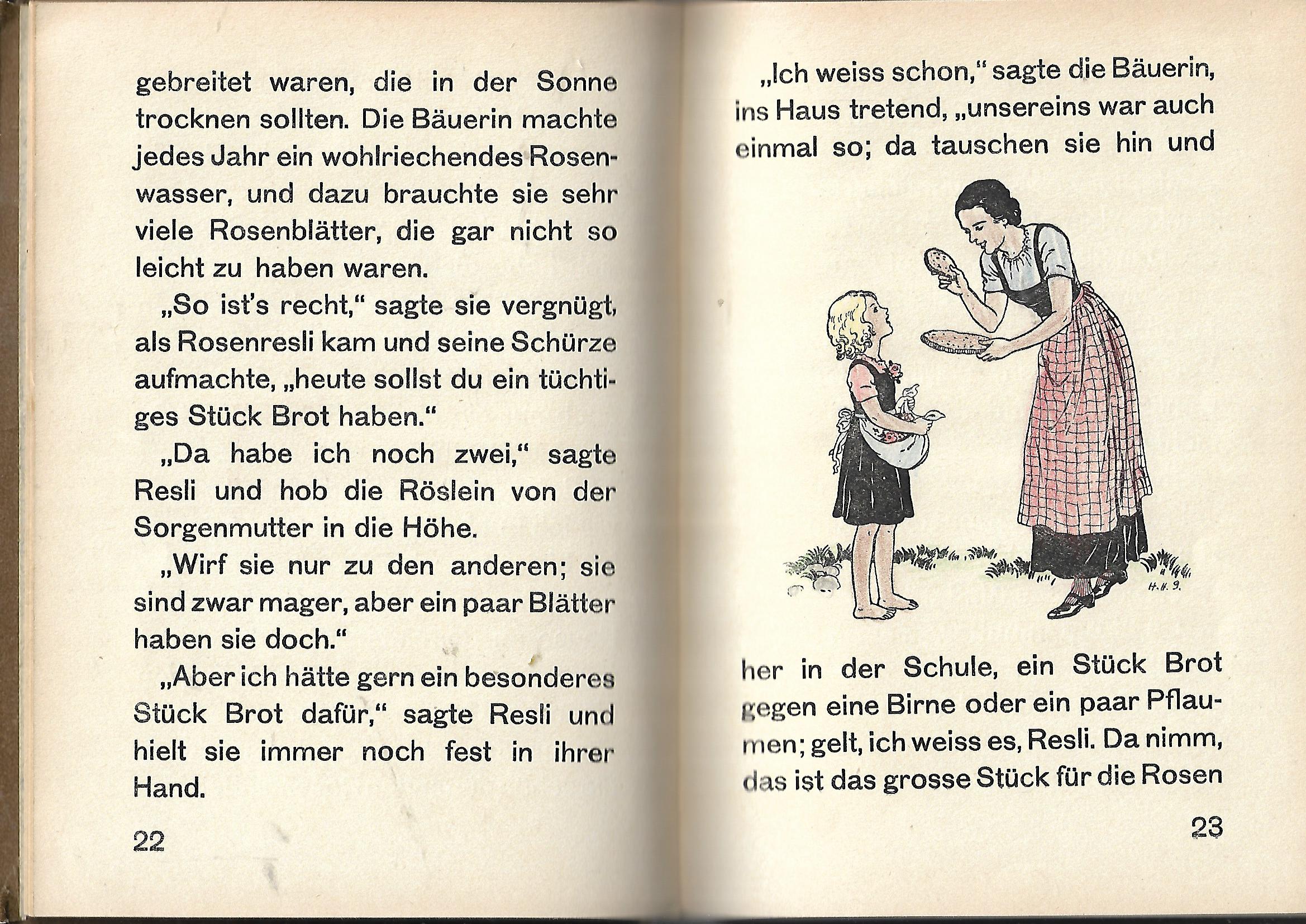 Kinderbuch Johanna Spyri Rosenresli  - Hanna Helwig-Goerke - Illustrationen A.Weichert Verlag o.J