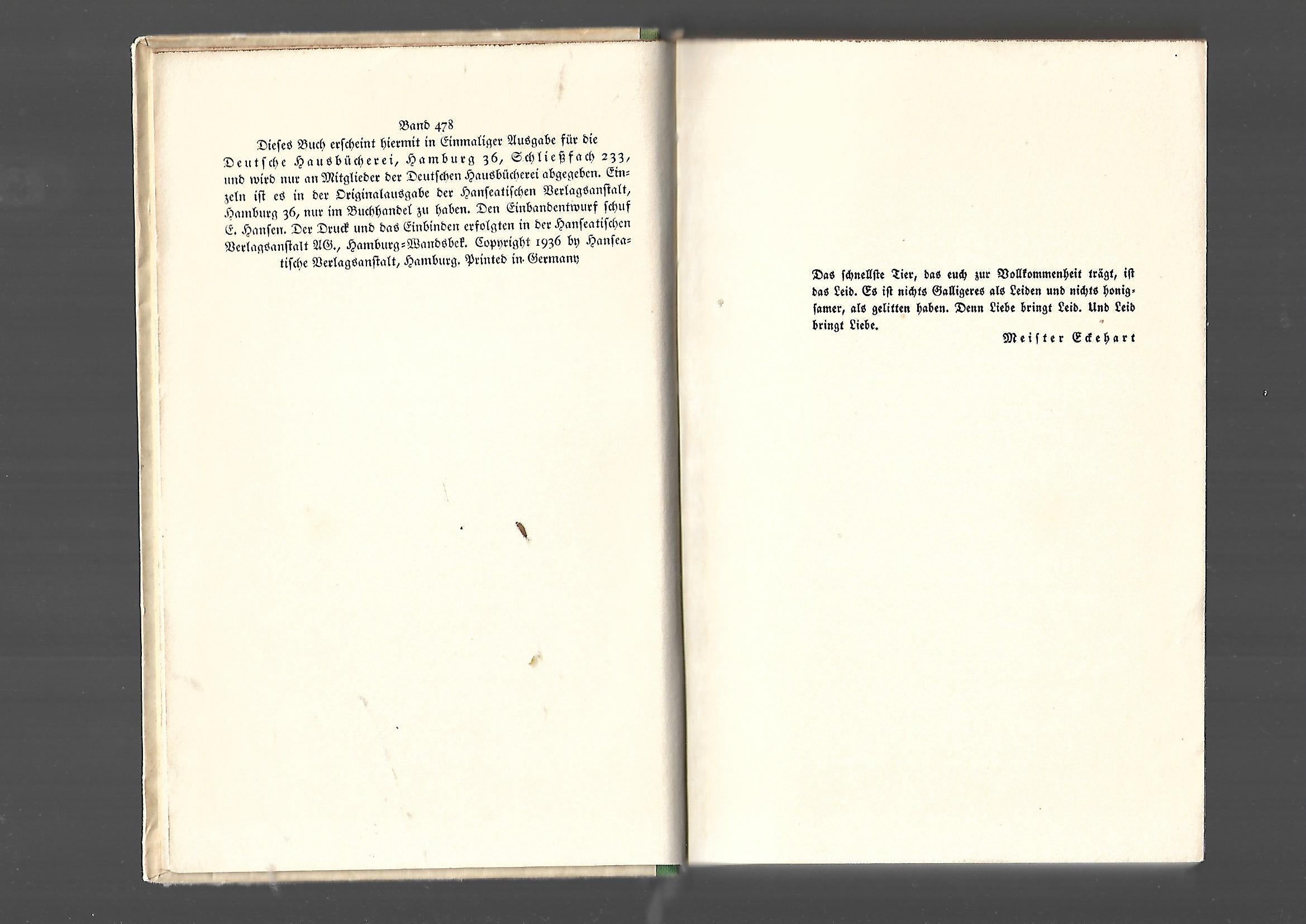Erzählungen Hermann Stahl Traum der Erde Hanseatische Verlagsanstalt 1936
