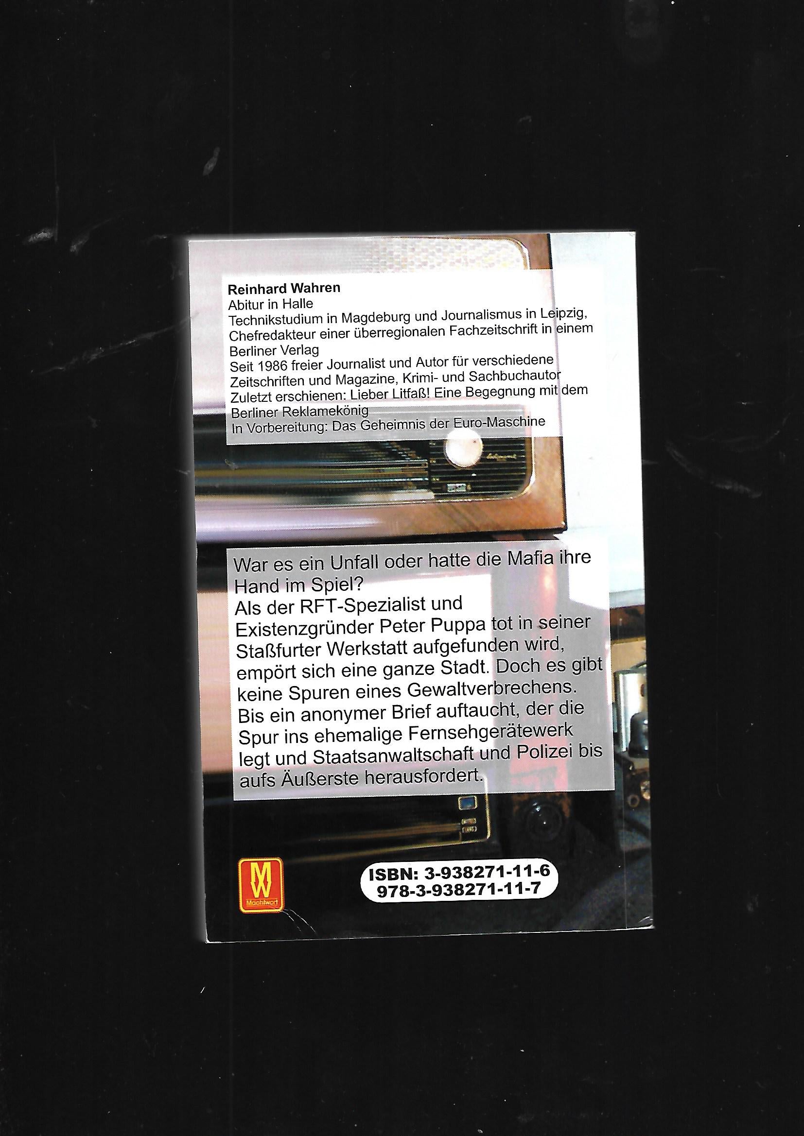 Kriminalroman Reinhard Wahren Tod in Staßfurt Machtwortverlag 2006 Taschenbuch