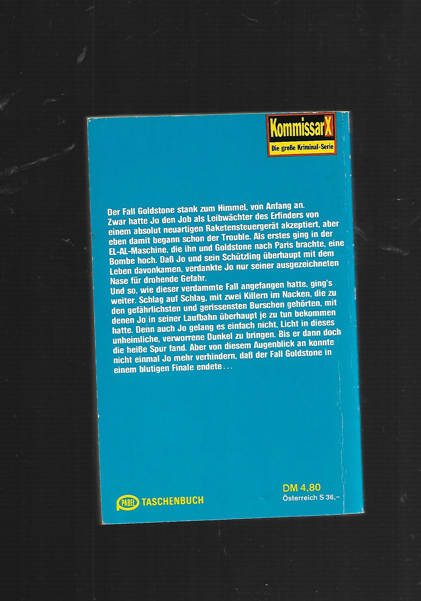 Kriminalroman Don Rivera Kommissar X Der Fall Goldstone Pabel 1982
