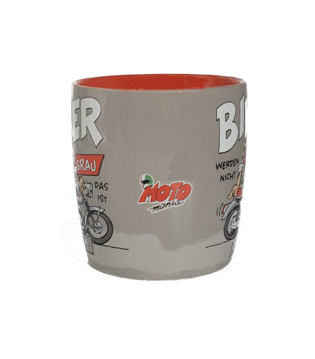 Tasse Biker werden nicht grau!  das ist Chrom(Nostalgic Art) Motiv Comic Art, handliche Tasse in Grau-Tönen , innen rot beschichtet