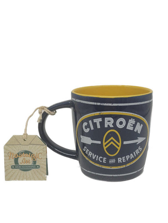 „Keramiktasse Citroën in Marineblau – nostalgisches Autologo“