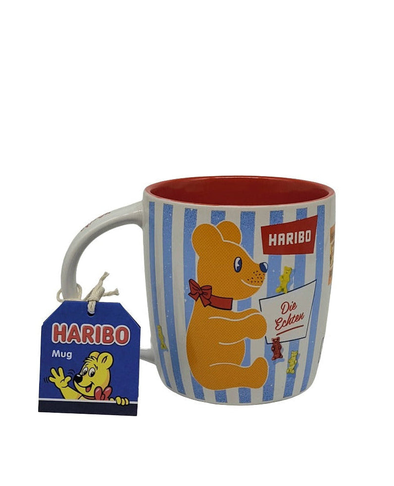 „Keramiktasse ‚Haribo – Die Echten‘, 330 ml, spülmaschinenfest, rundum bedruckt. Bunte Haribo‑Motivtasse im Retro‑Design.“