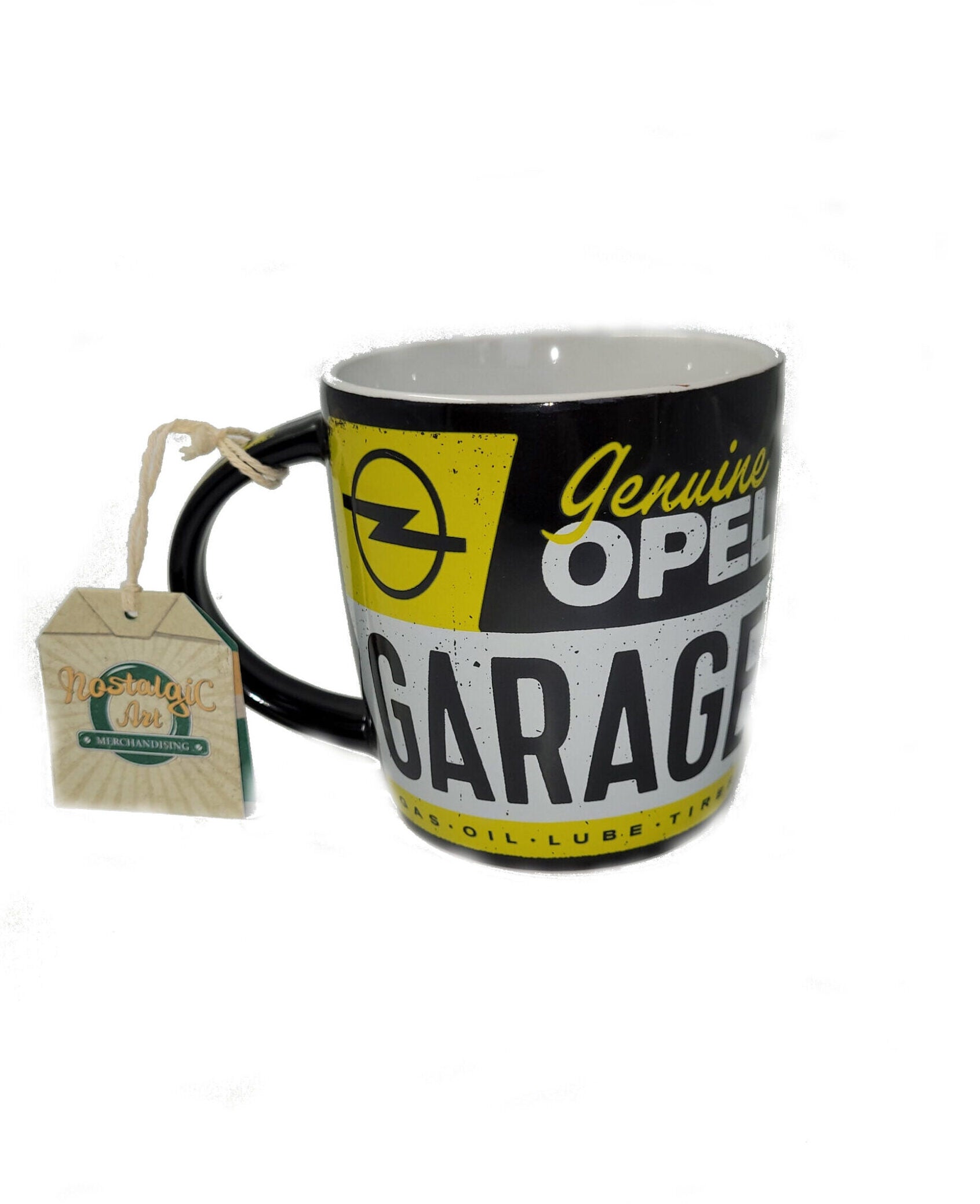 Tasse Opel - Garage (Nostalgic Art) in tollen Schwarz-gelb Farben
