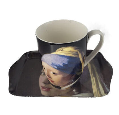 Tasse und Tablett im "Set-2-teilig" J. Vermeer - Das Mädchen mit dem Perlenohrring (310ml)